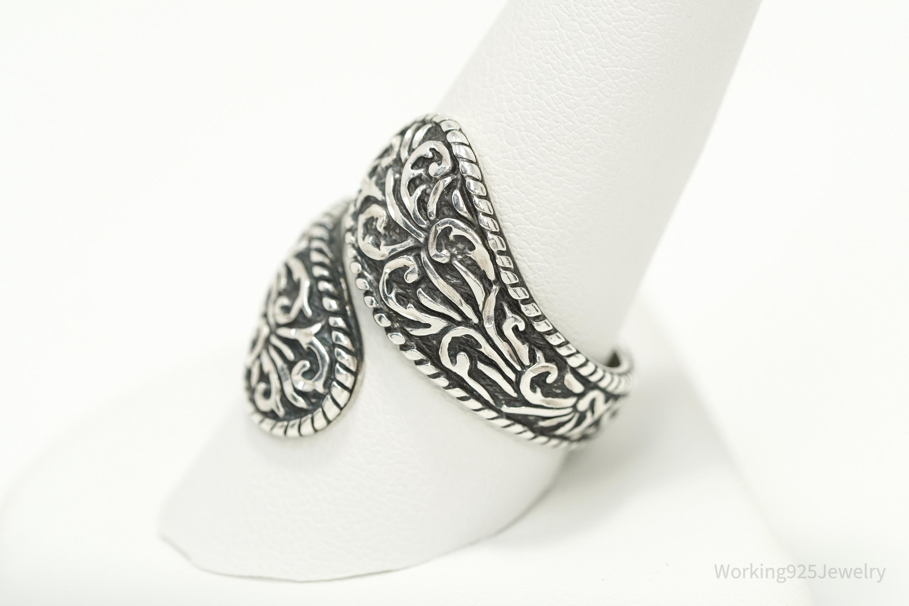 Vintage Native Designer Carolyn Pollack Relios Sterling Silver Wrap Ring - Size 10.75