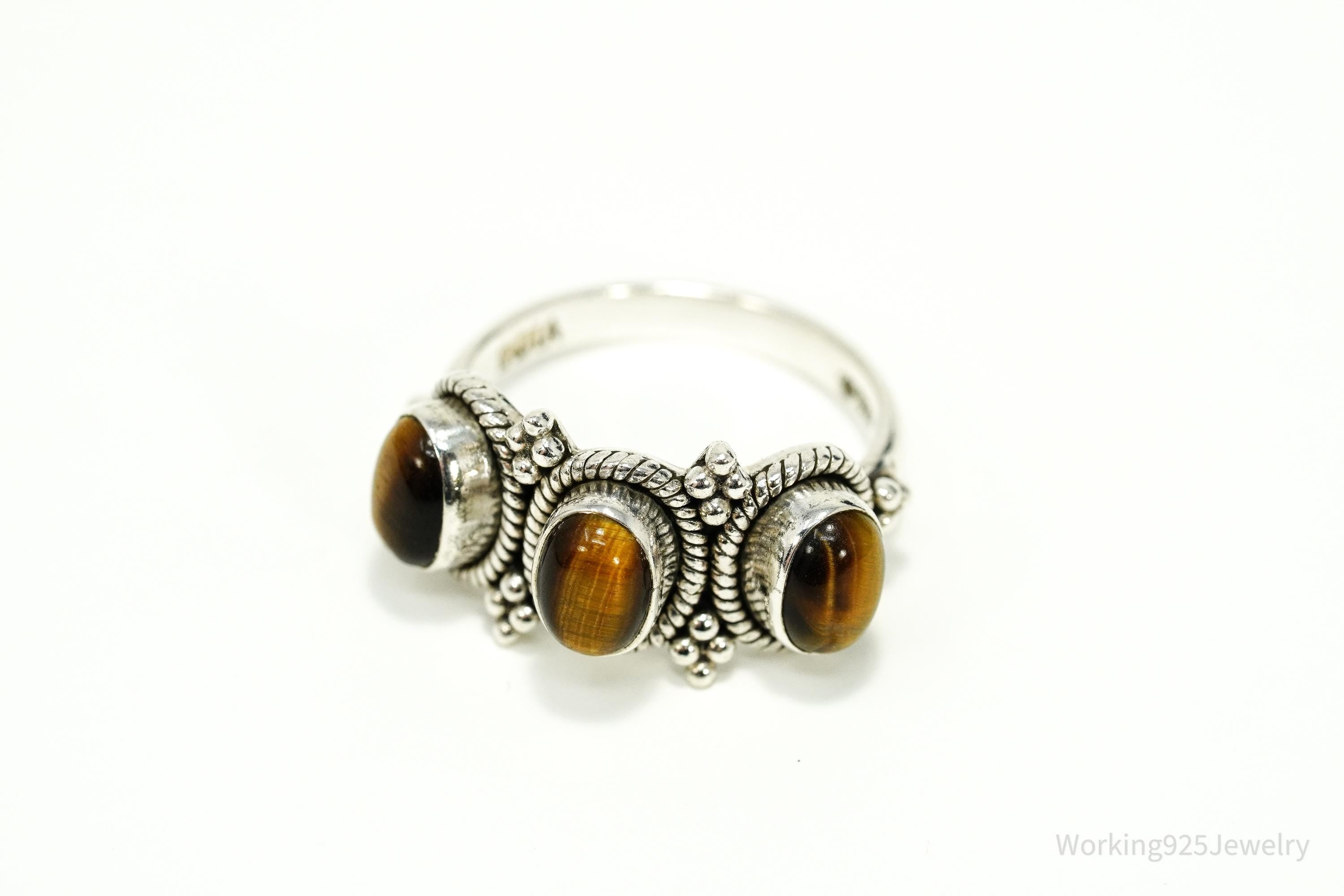 Vintage Doug Paulus Tigers Eye Western Style Sterling Silver Ring - Size 8