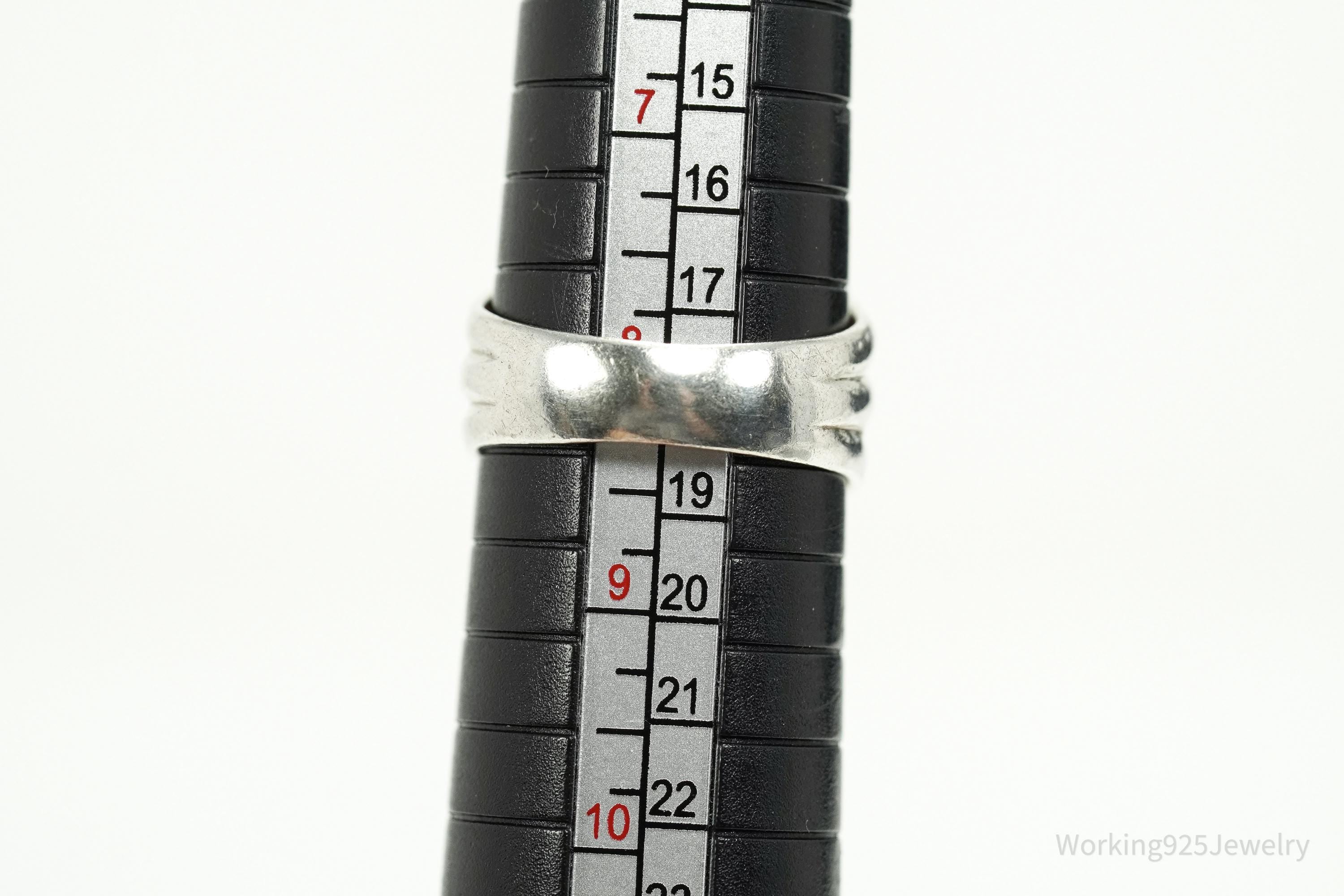 Vintage Garnet Sterling Silver Ring - Size 8.25