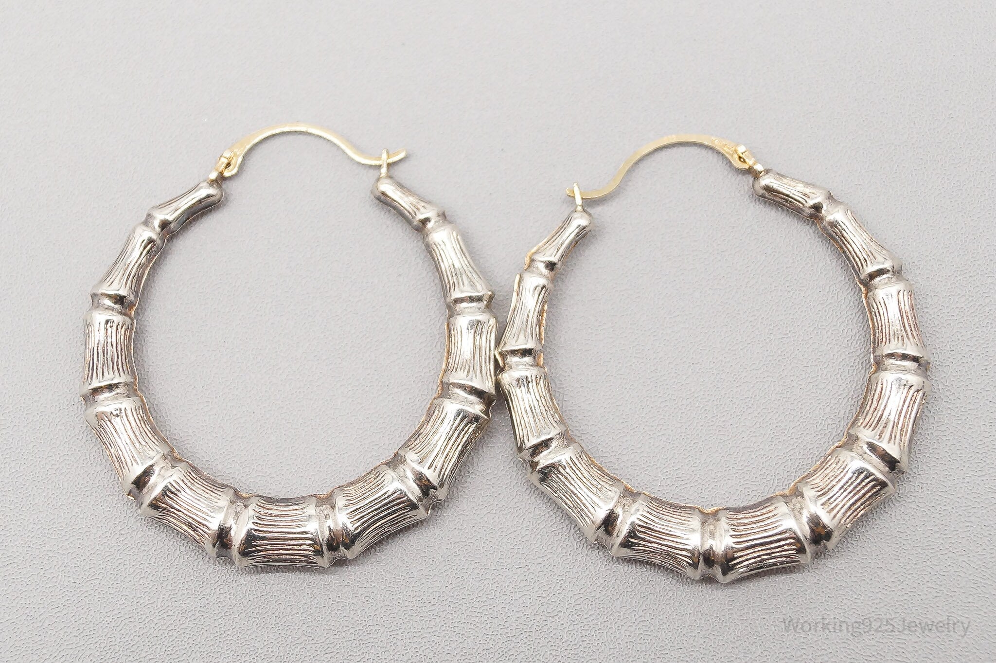 Vintage SLC 14K Yellow Gold Over Sterling Silver Hoop Earrings