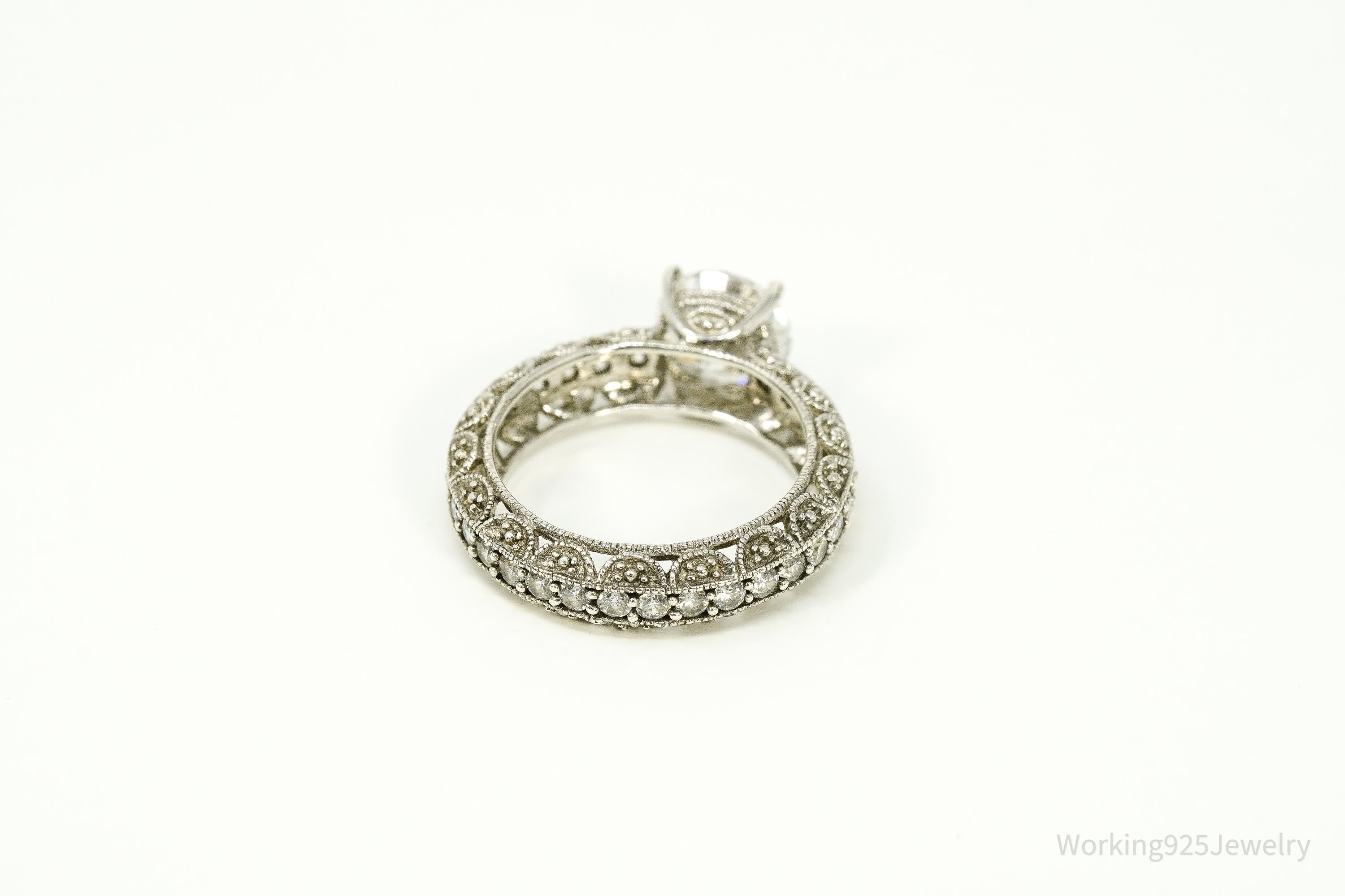 Vintage Cubic Zirconia Sterling Silver Ring - Size 8