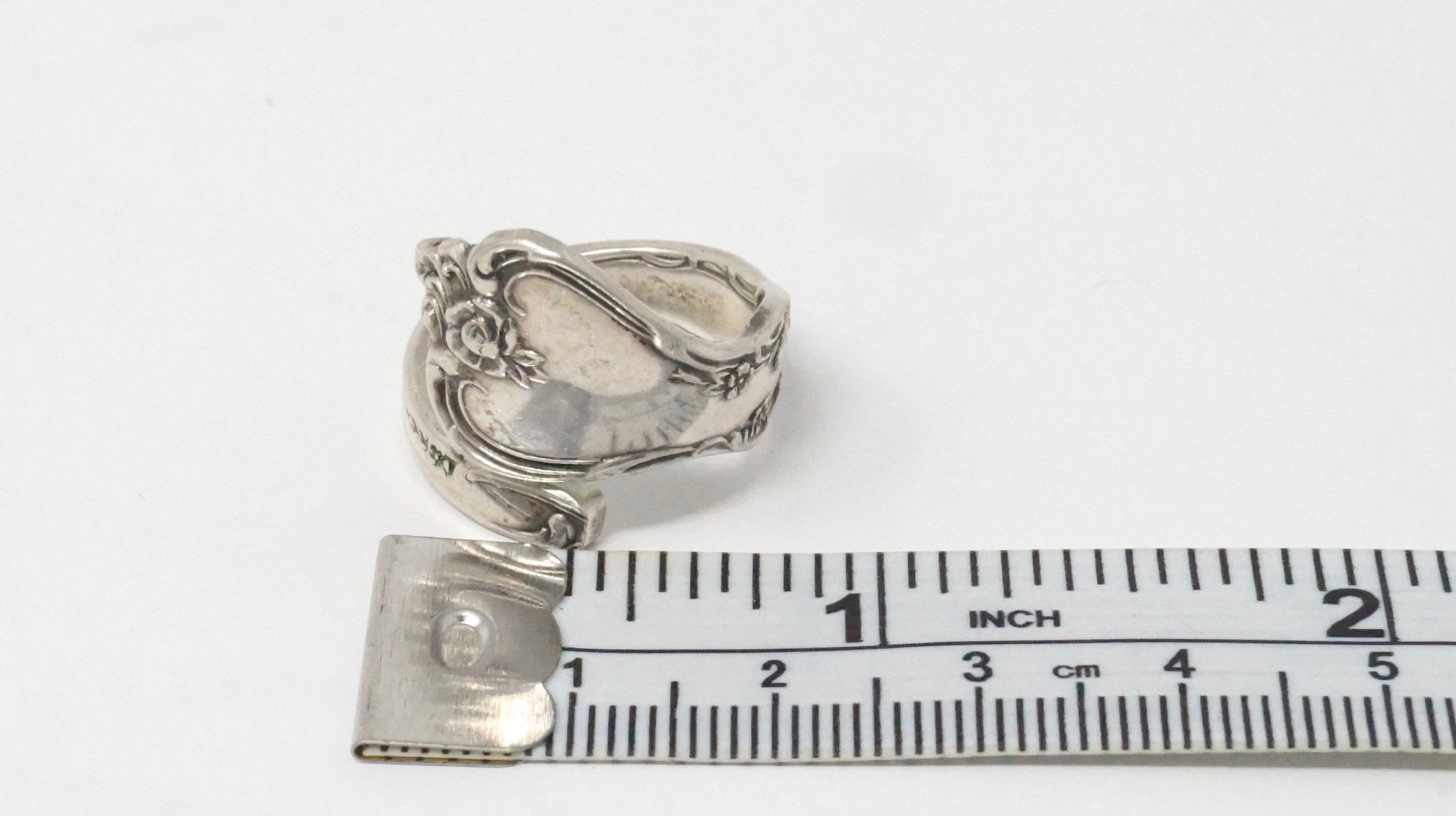 Vintage Reed & Barton Floral Art Nouveau Sterling Silver Spoon Ring Size 5