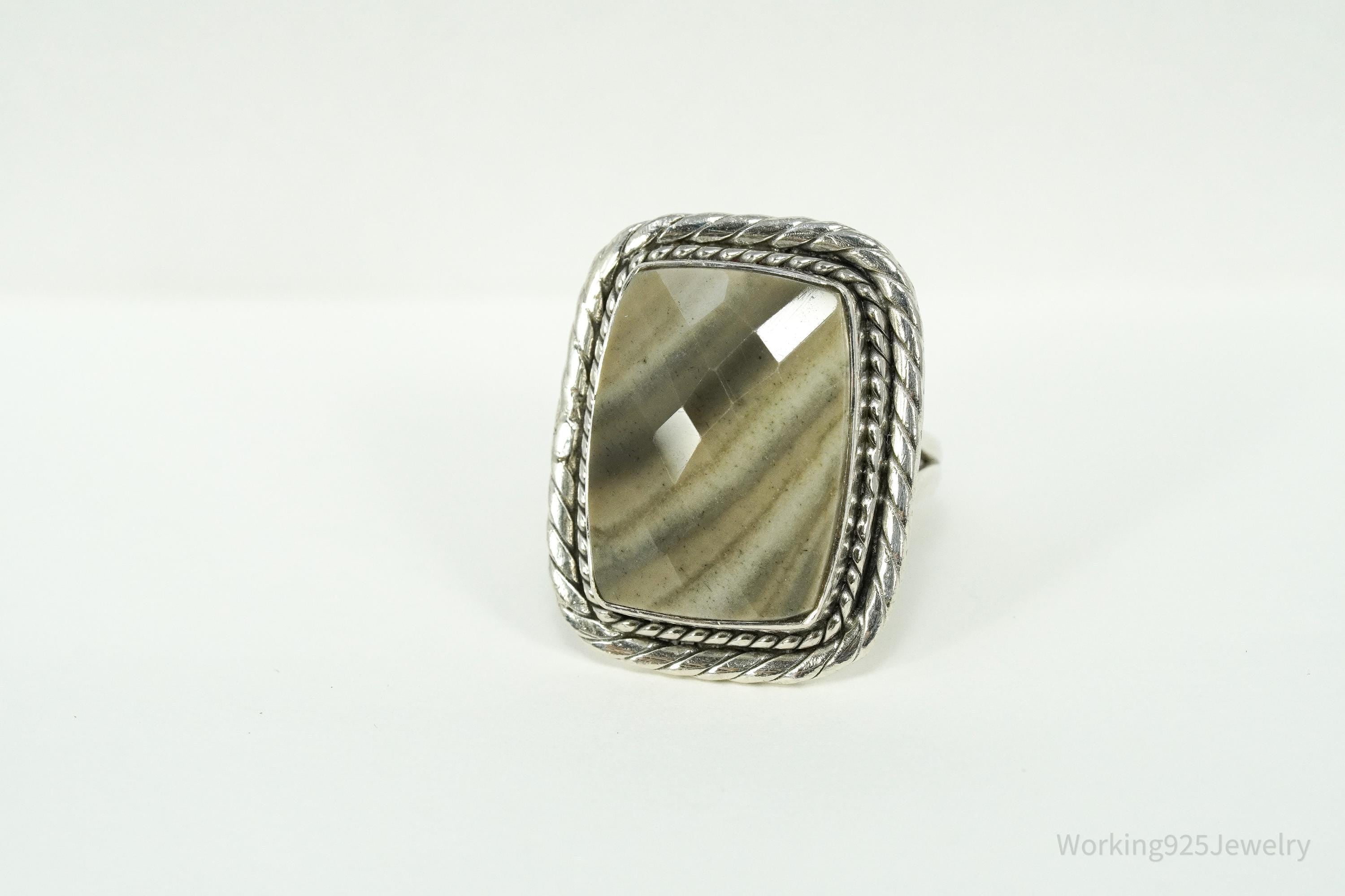 Vintage Lace Gemstone Sterling Silver Ring - Size 7