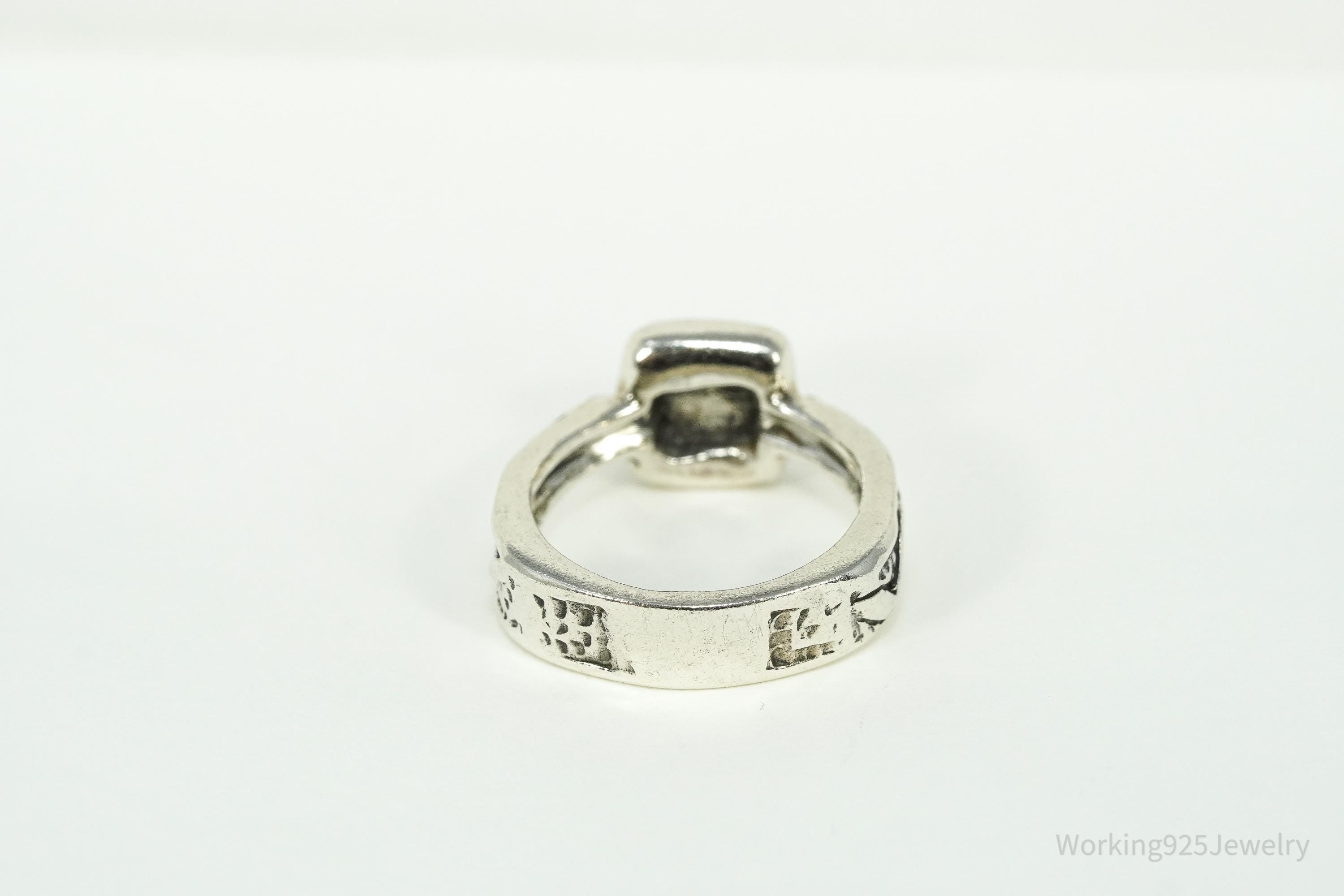 Vintage DeSantis Jewelry Co Mother Of Pearl & Charoite Inlay Sterling Silver Ring - Size 5.75