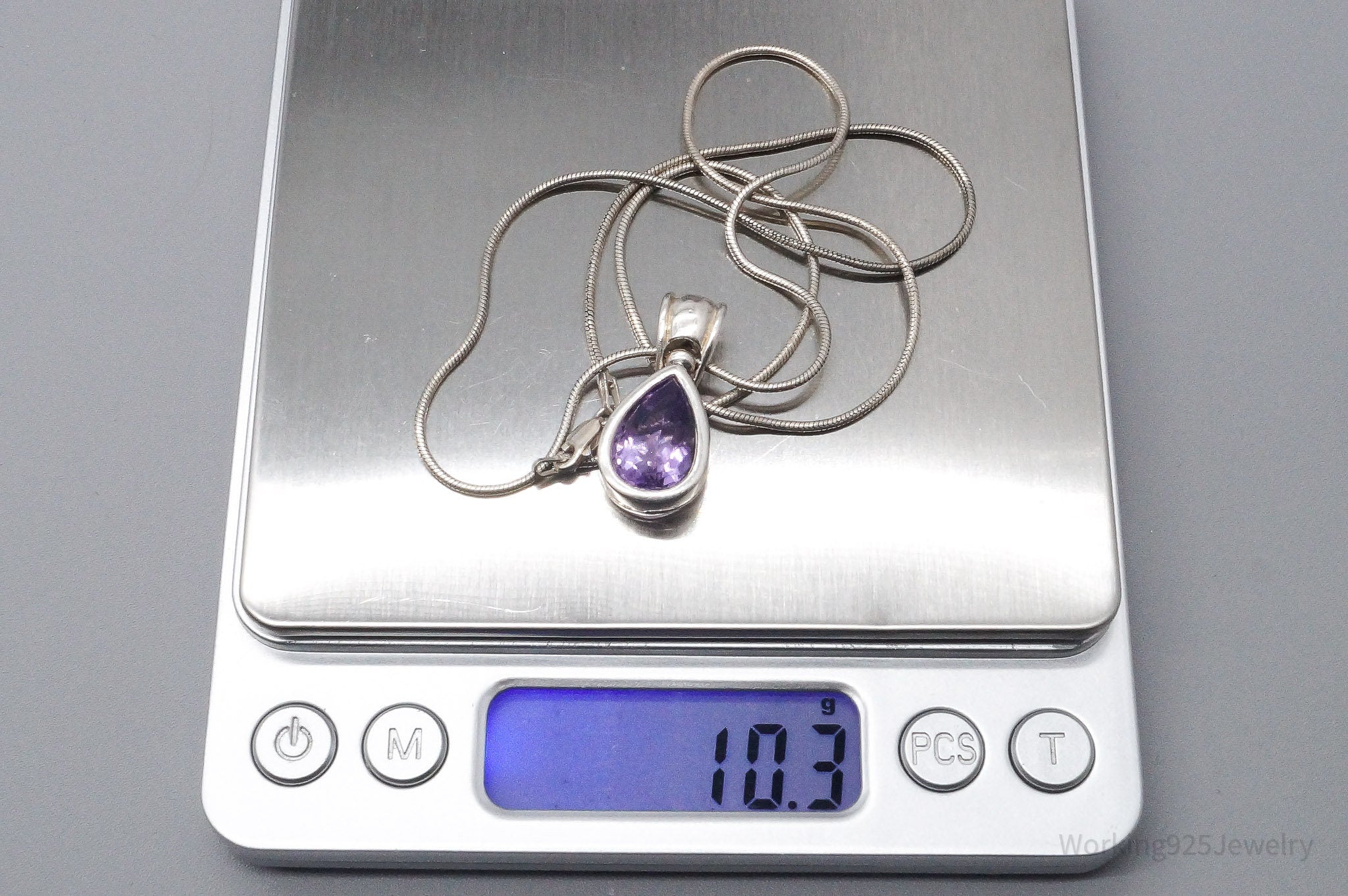 Vintage Purple Amethyst Sterling Silver Necklace - 20"