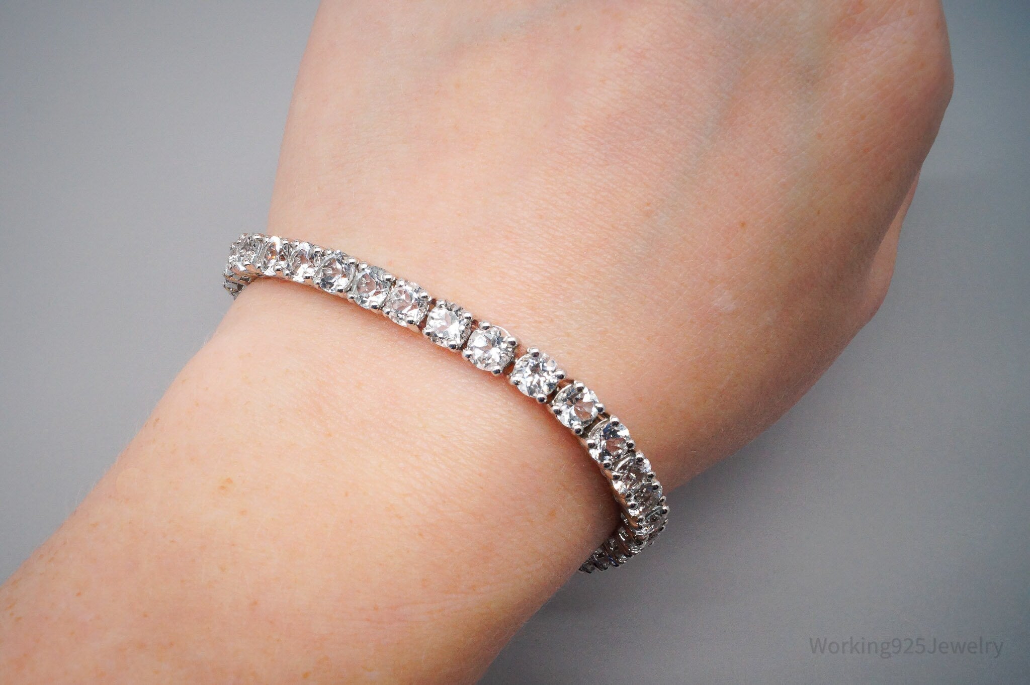 JTV TGGC Large White Topaz Sterling Silver Bracelet - 7.75"