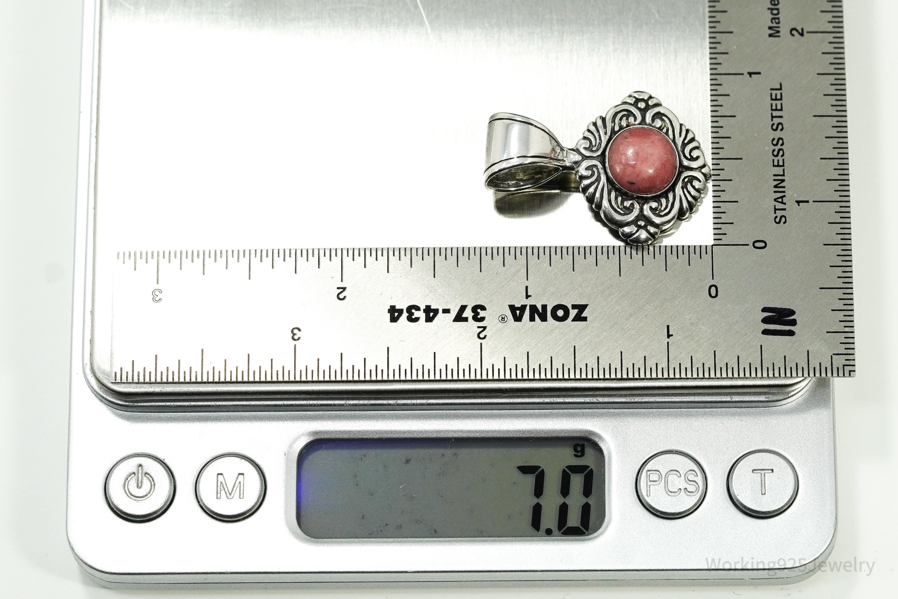 Vintage Native Carolyn Pollack Rhodonite Sterling Silver Pendant