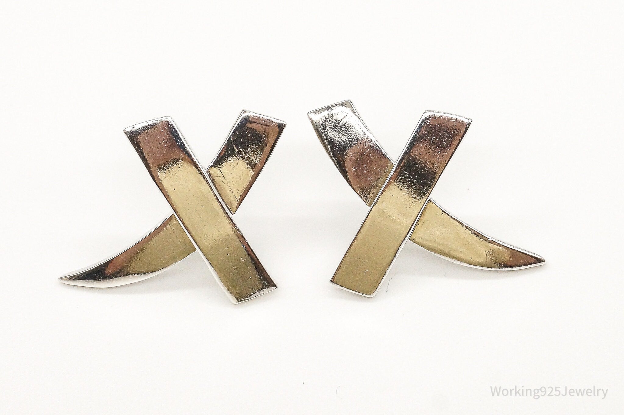 Vintage Mexico Modernist Sterling Silver Earrings