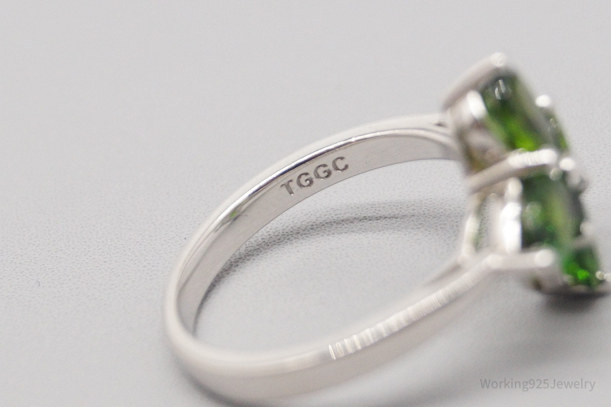 JTV TGGC Green Chrome Diopside Sterling Silver Ring - Size 9