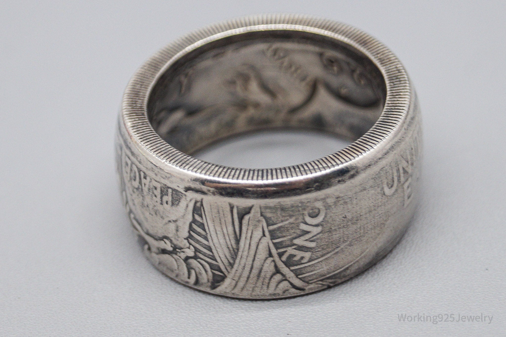 Vintage 1925 Peace Dollar Coin Silver Ring - Size 11.5