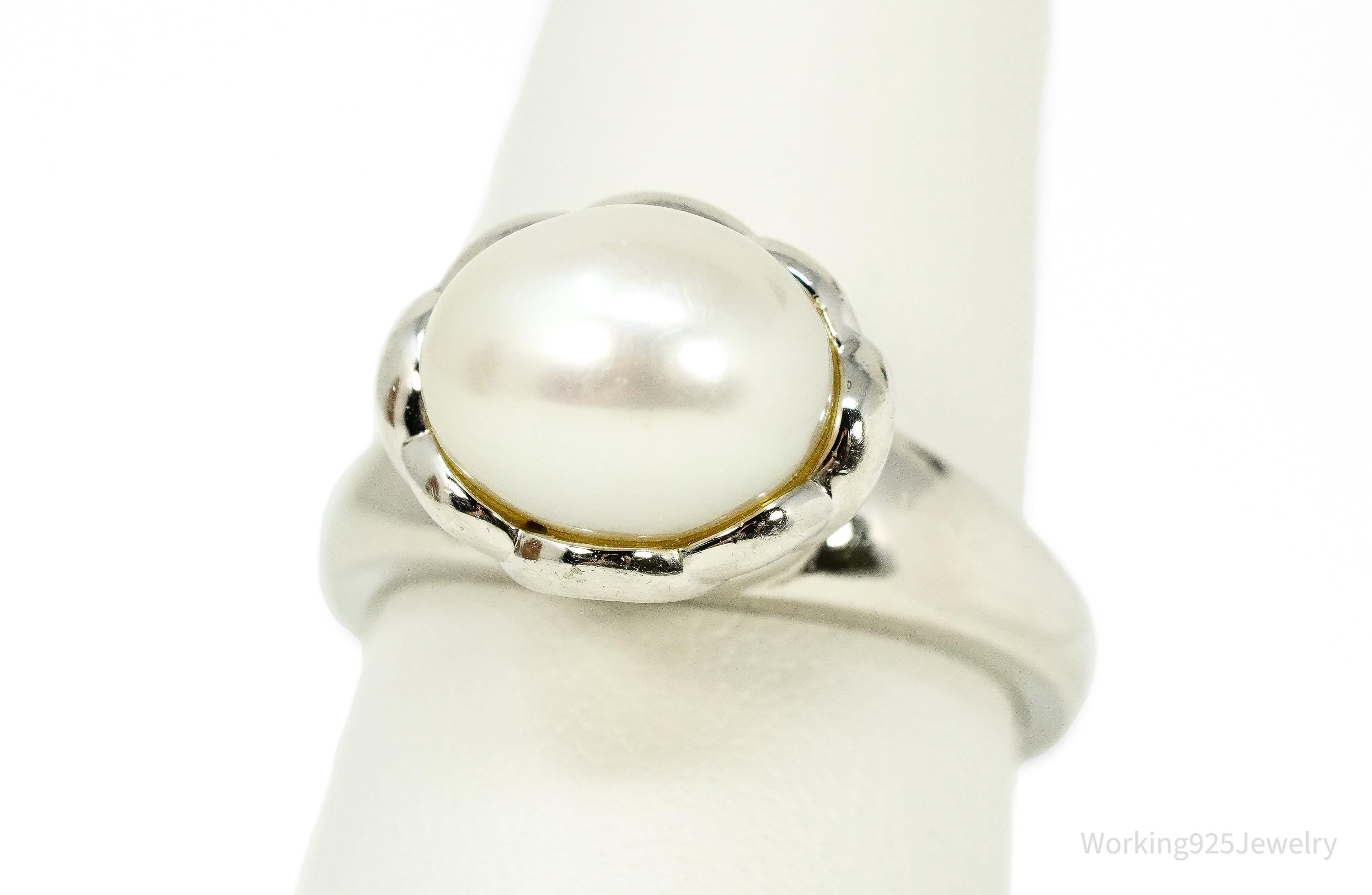 Vintage Honora Pearl Sterling Silver Ring - Size 8