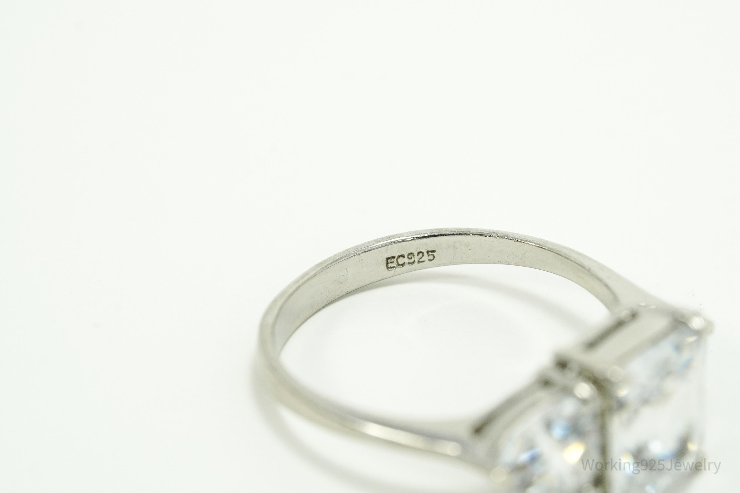 Vintage Cubic Zirconia Sterling Silver Ring - Size 8