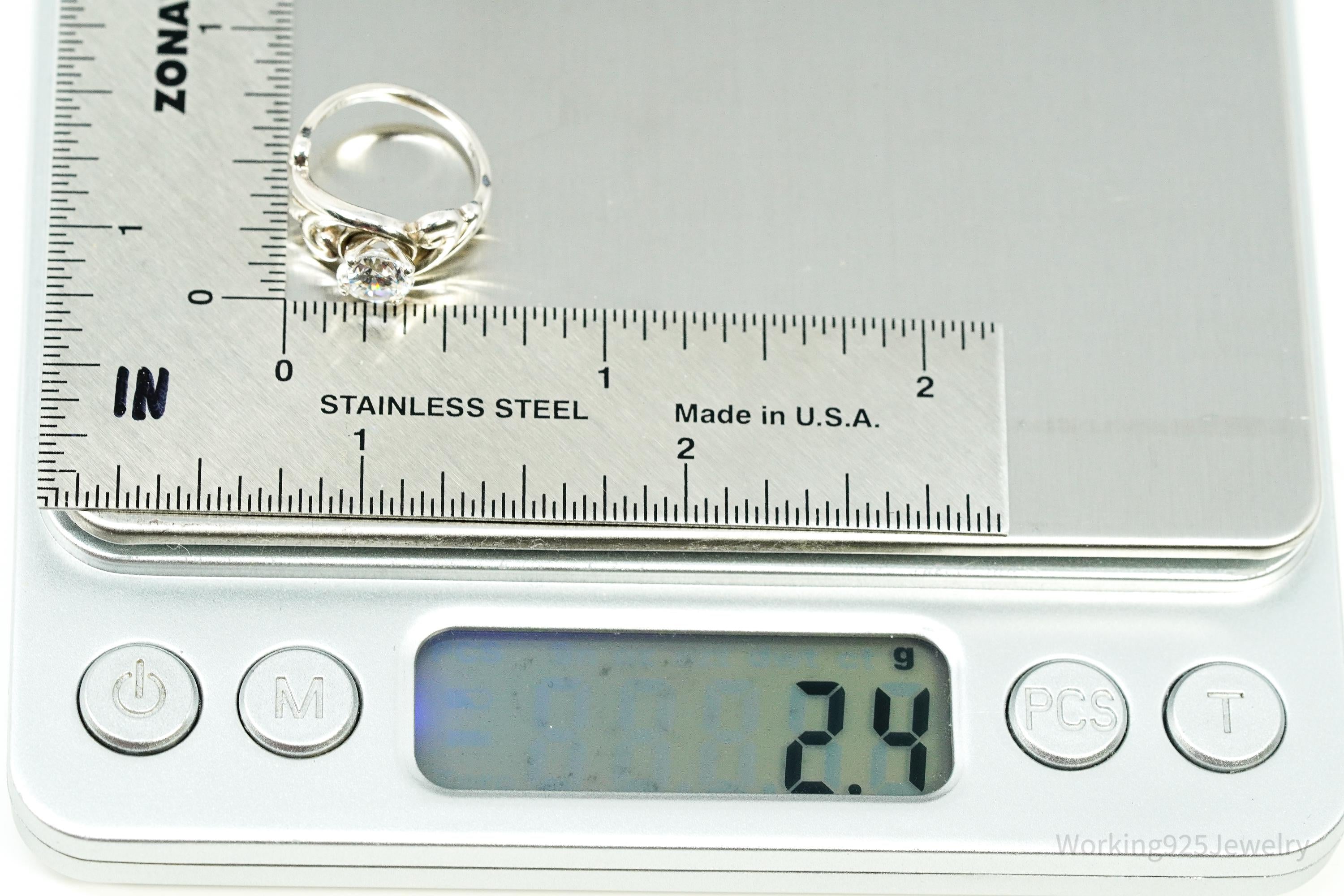 Vintage KABANA Diamonique Cubic Zirconia Sterling Silver Ring - Size 2.75