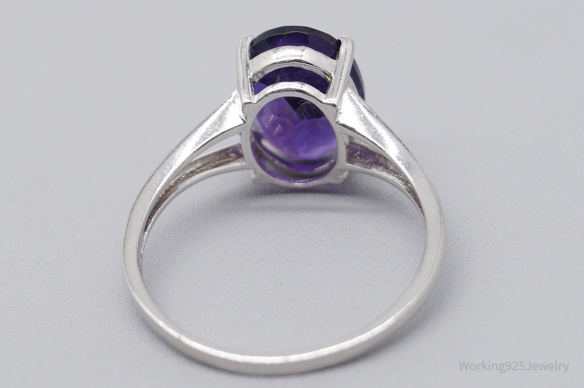 JTV DK Large Purple Amethyst Sterling Silver Ring - Size 12