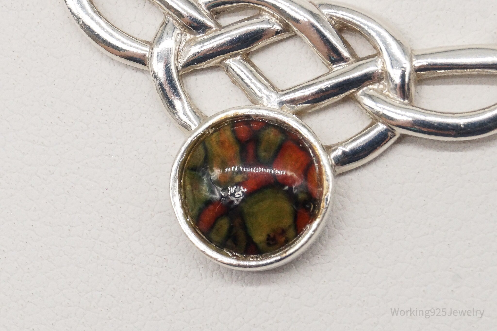 Vintage Scottish Agate Celtic Knot Sterling Silver Necklace