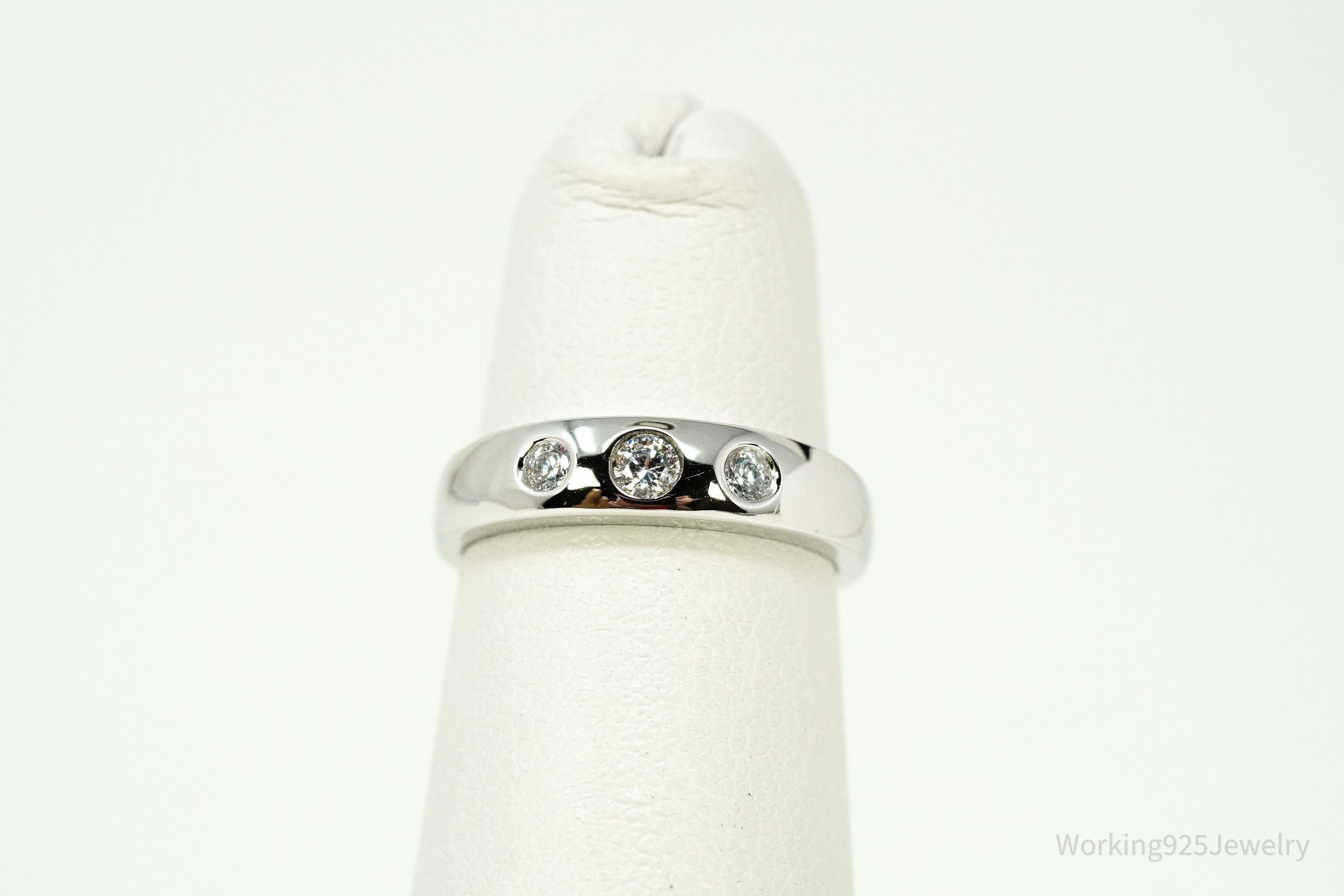 Vintage Diamonique Cubic Zirconia Sterling Silver Ring / Toe Ring - Size 3.25