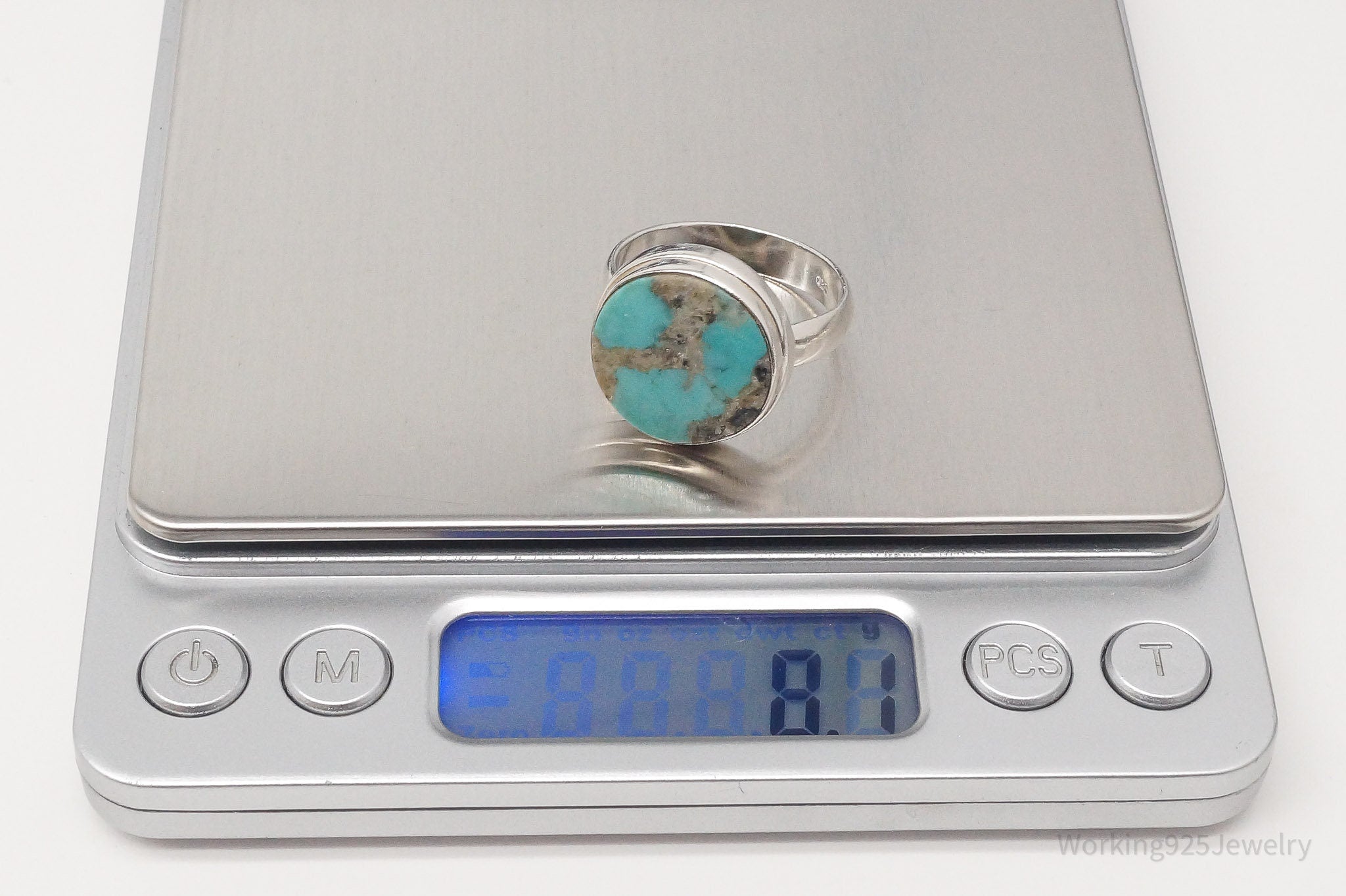 Vintage Turquoise Sterling Silver Ring - Size 11.25