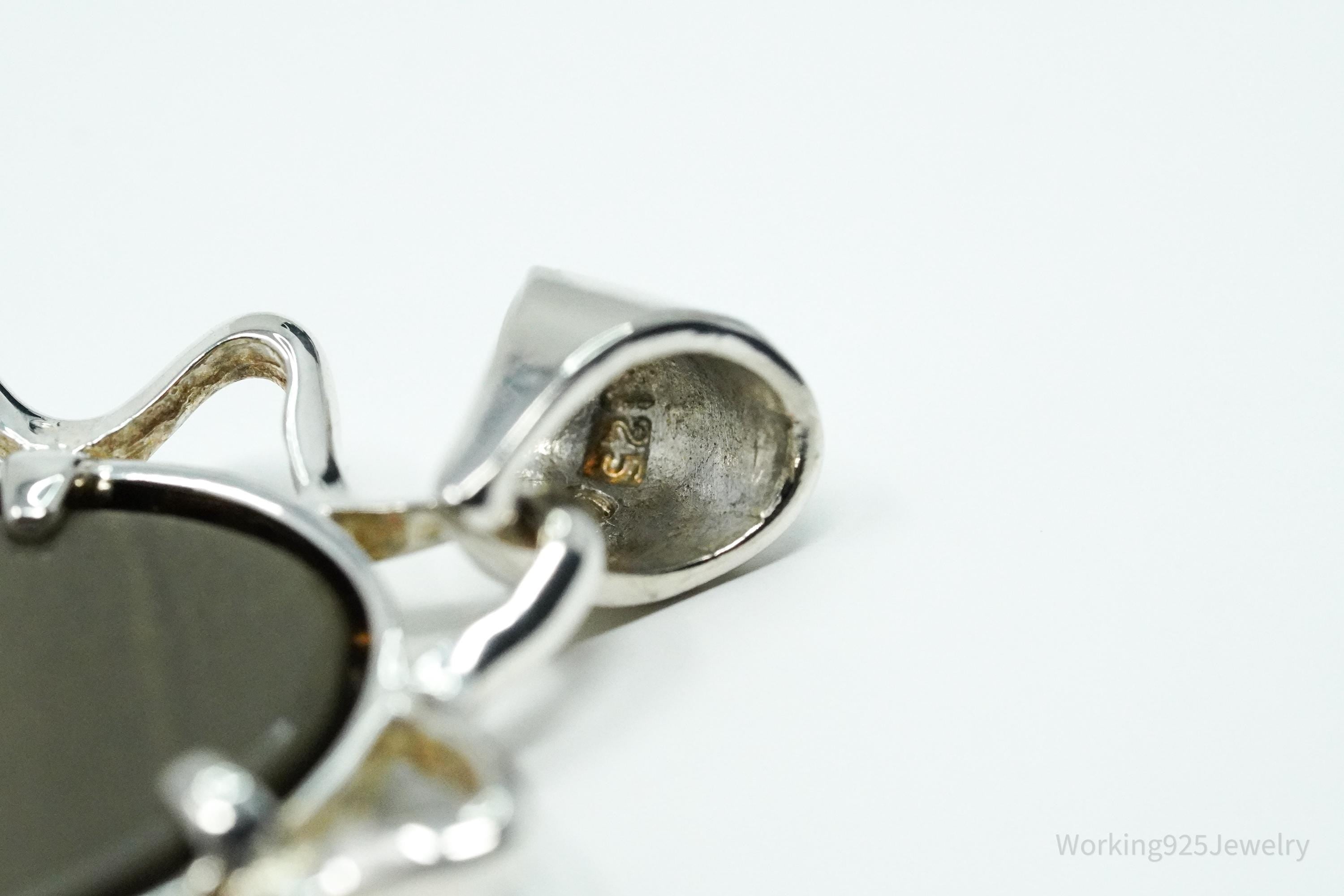 Vintage Picture Jasper Sterling Silver Necklace Pendant