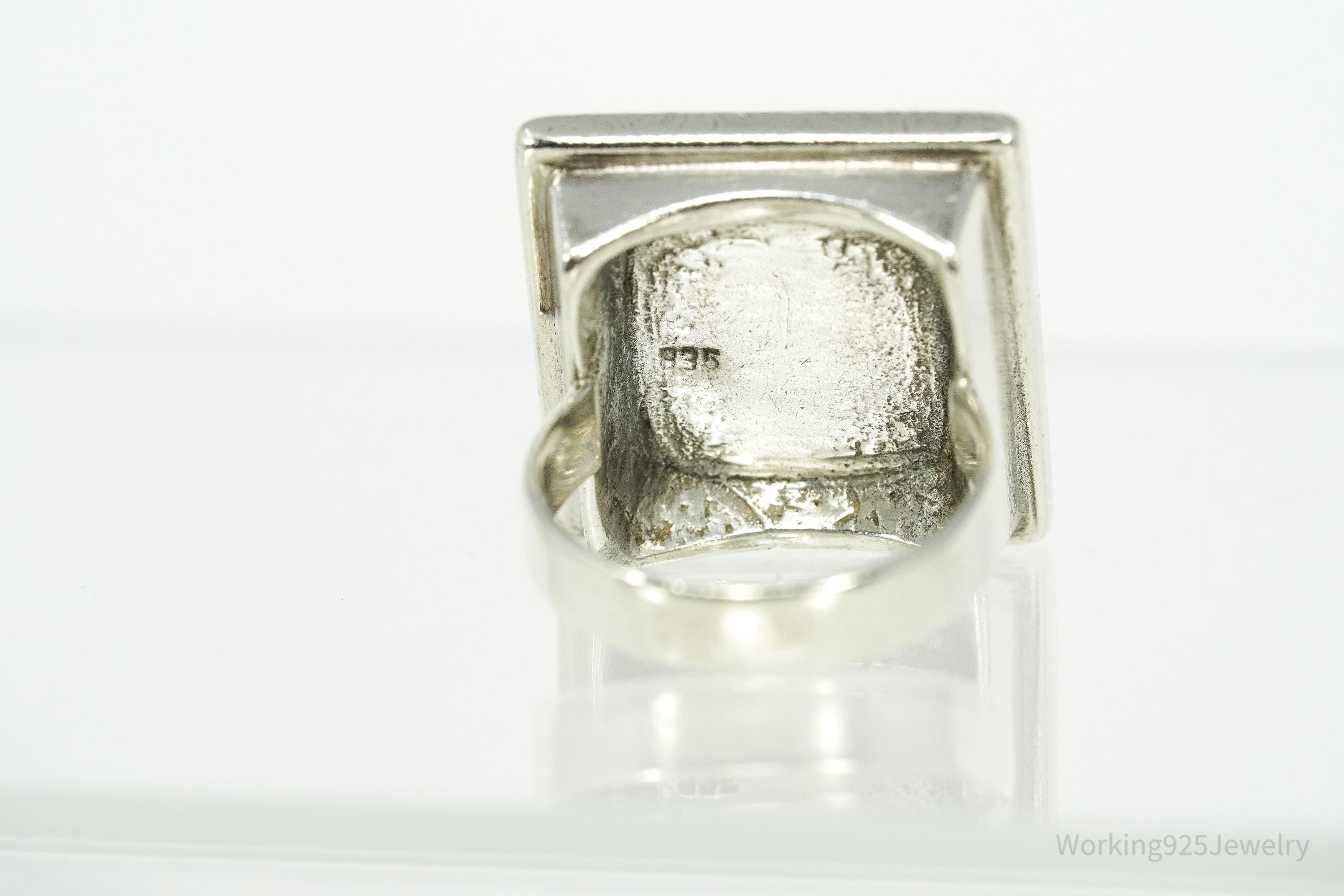 Vintage Amethyst Modernist 835 Silver Ring - Size 4.75