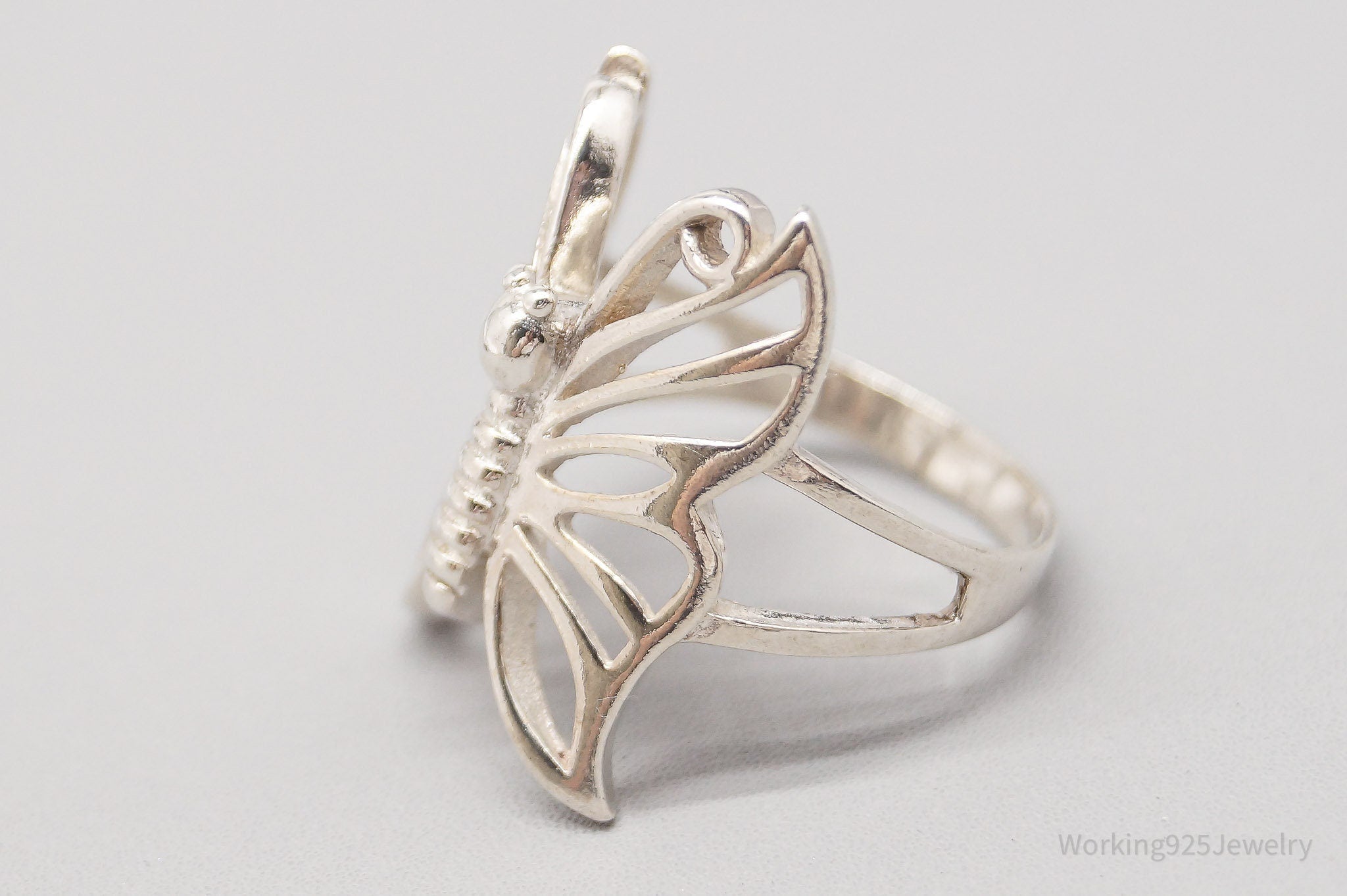 Vintage Butterfly Sterling Silver Ring - Size 10.25