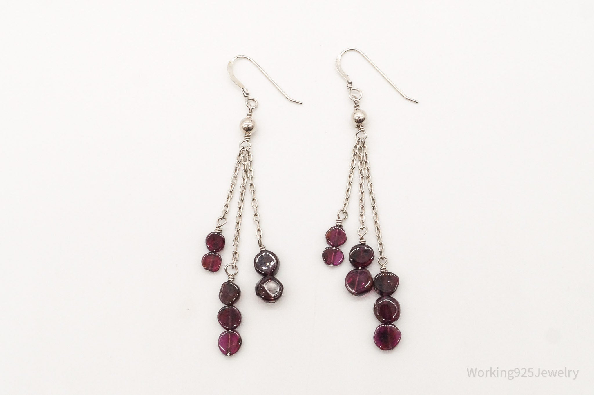 Vintage Rhodolite Garnet Sterling Silver Earrings