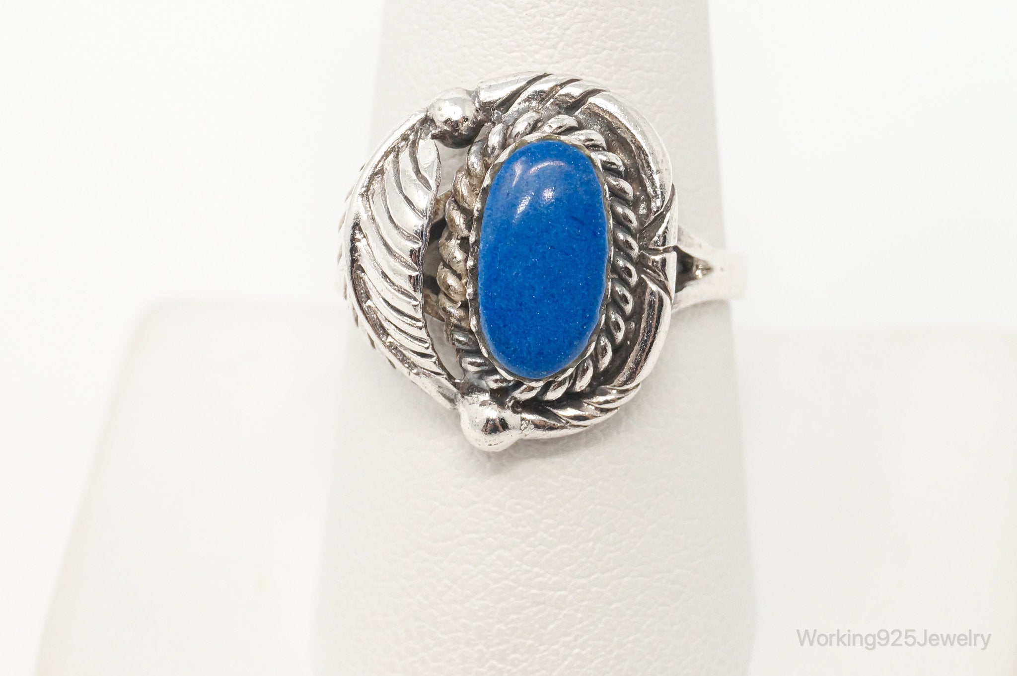 Vintage Native American Unsigned Lapis Lazuli Sterling Silver Ring - Sz 8.75