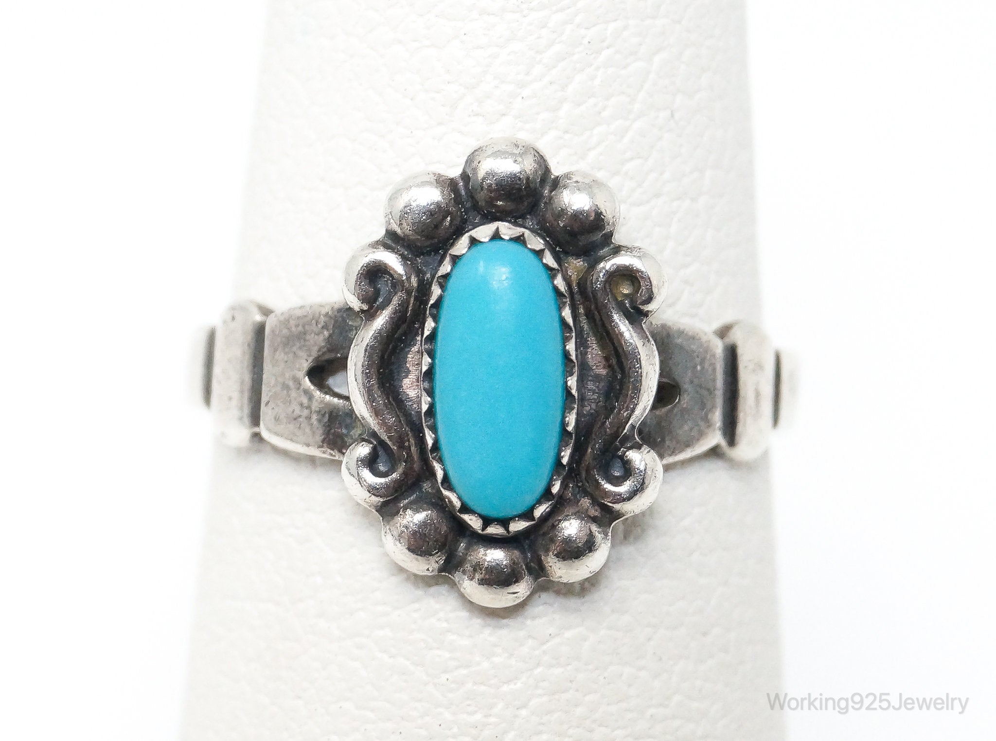 VTG Native American Bell Trading Post Turquoise Sterling Silver Ring SZ 4.5