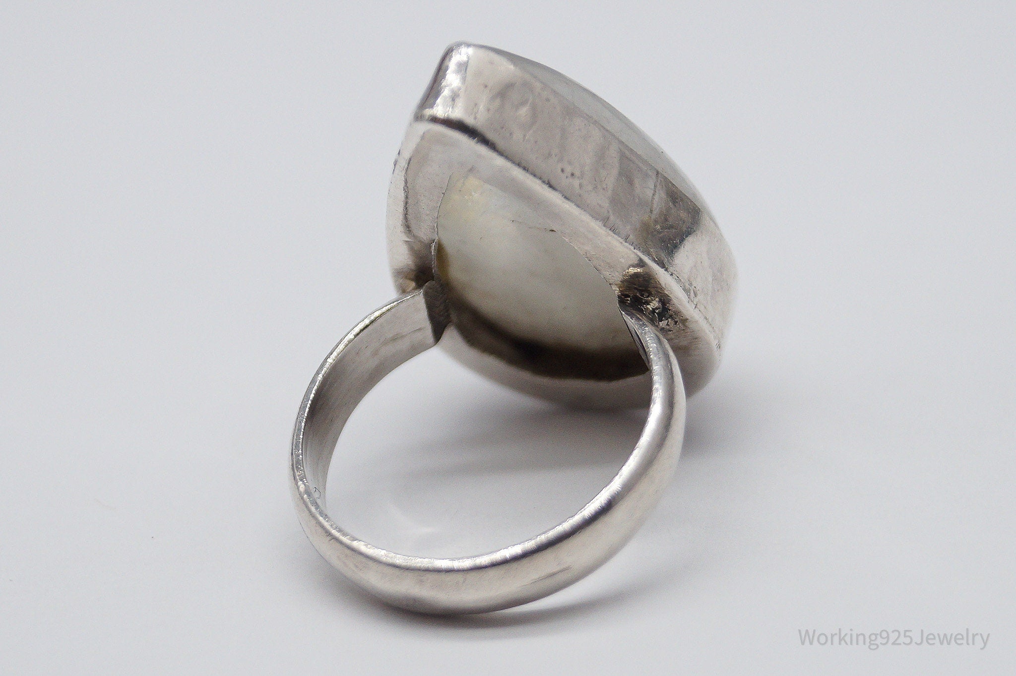Vintage Large Moonstone Sterling Silver Ring - Size 7