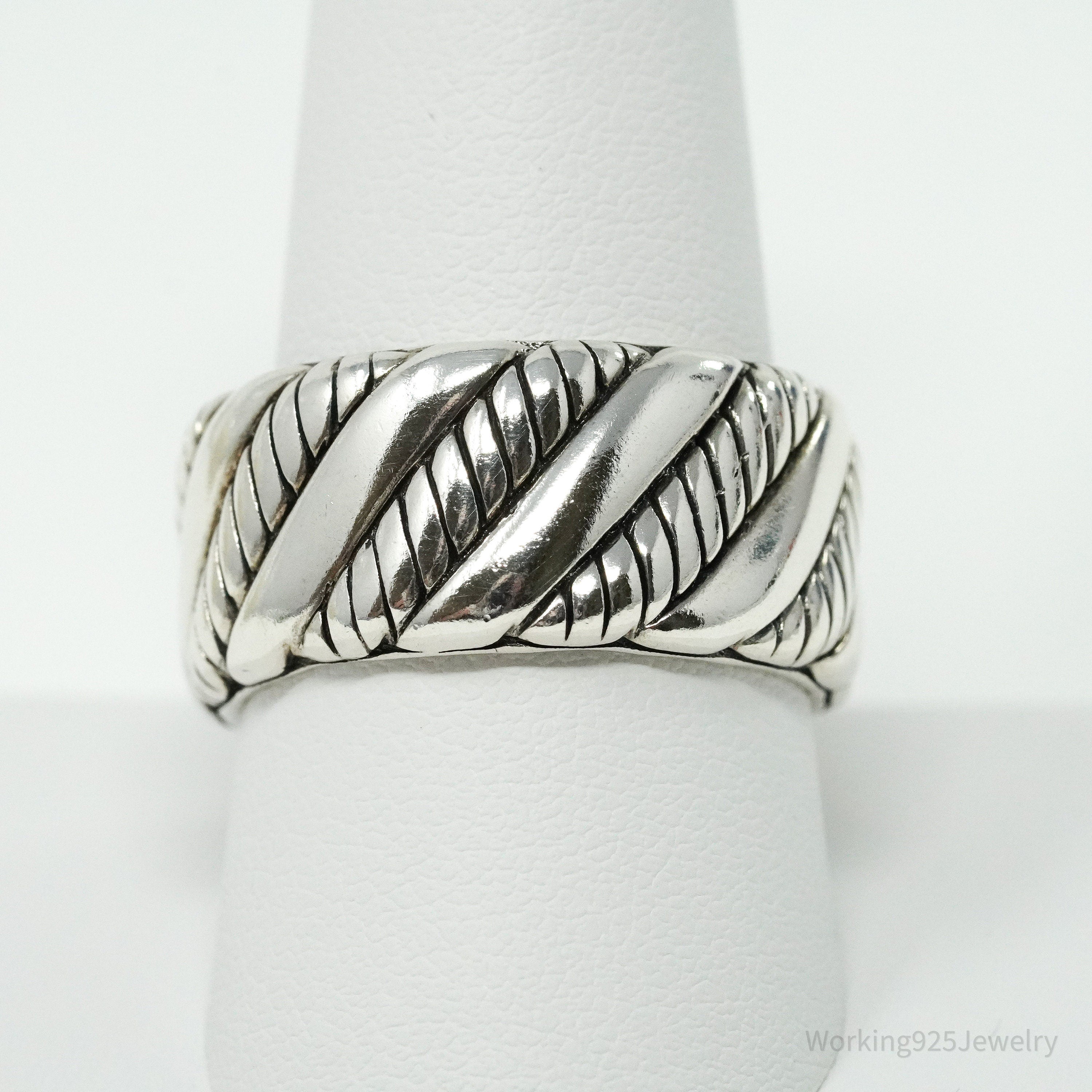Vintage Designer Samuel B Sterling Silver Band Ring - Size 10.25