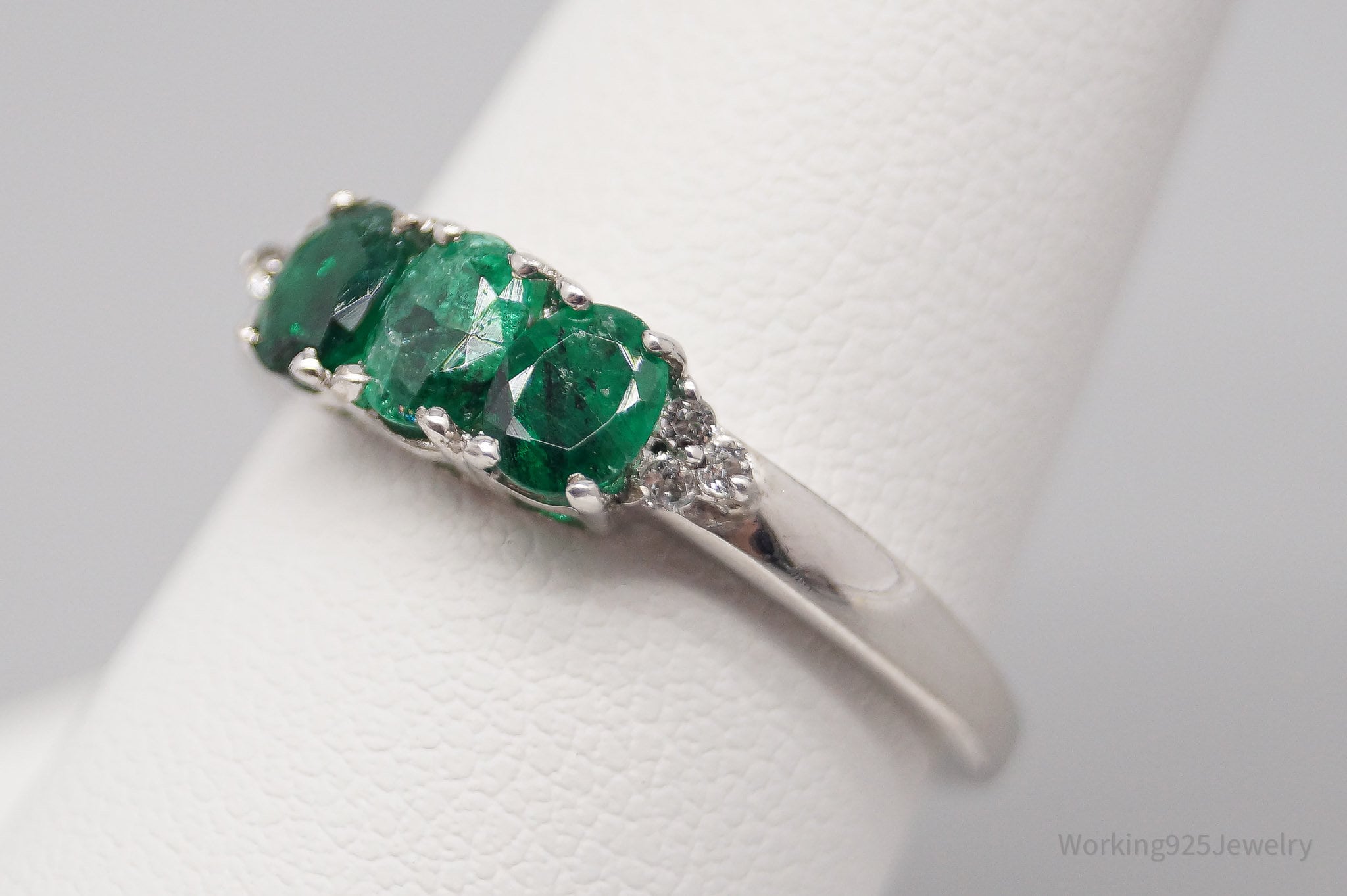 JTV TGGC Emerald White Topaz Sterling Silver Ring - Size 8