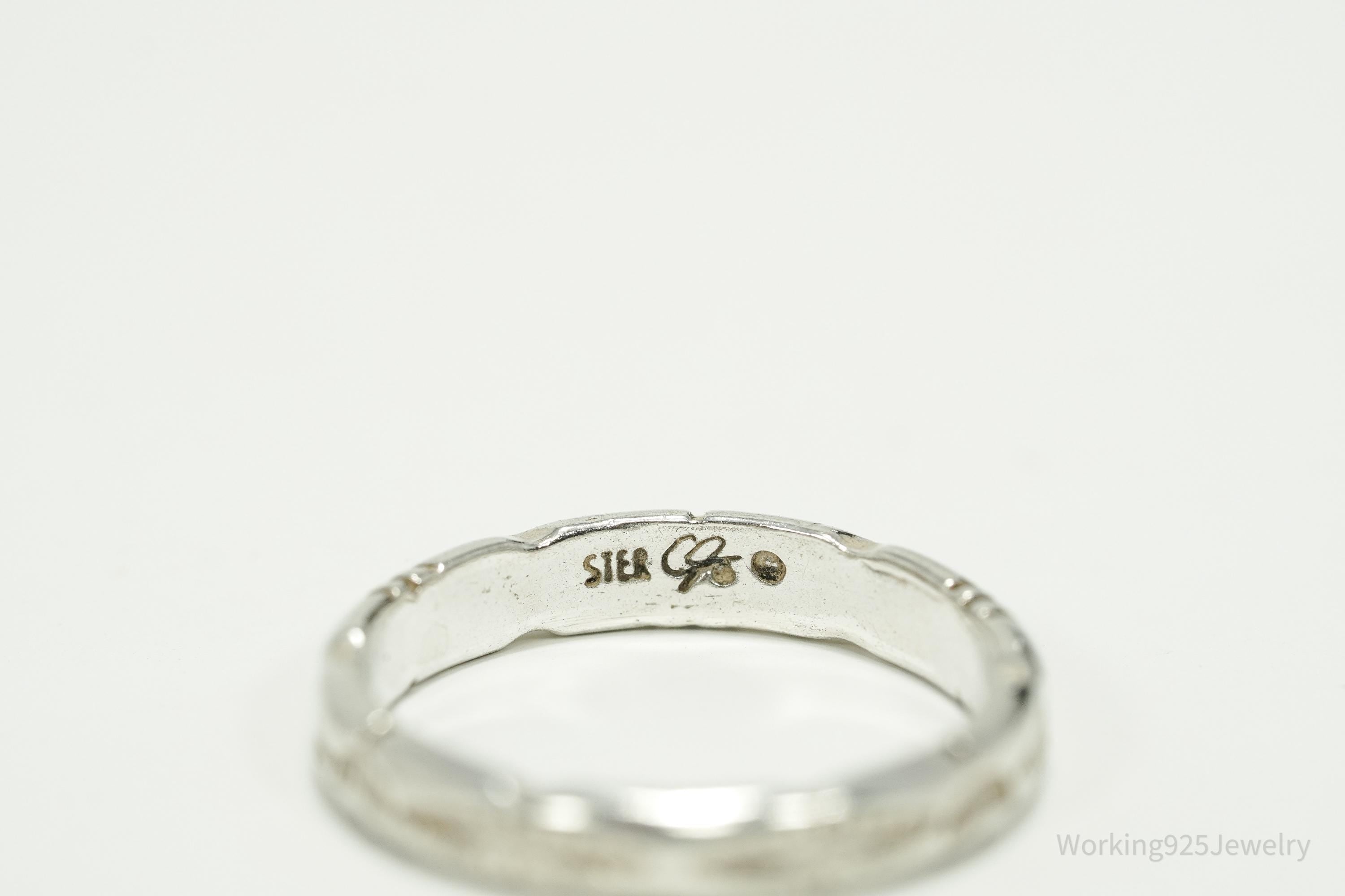 Vintage Native Designer Carolyn Pollack Sterling Silver Band Ring Size 7.75