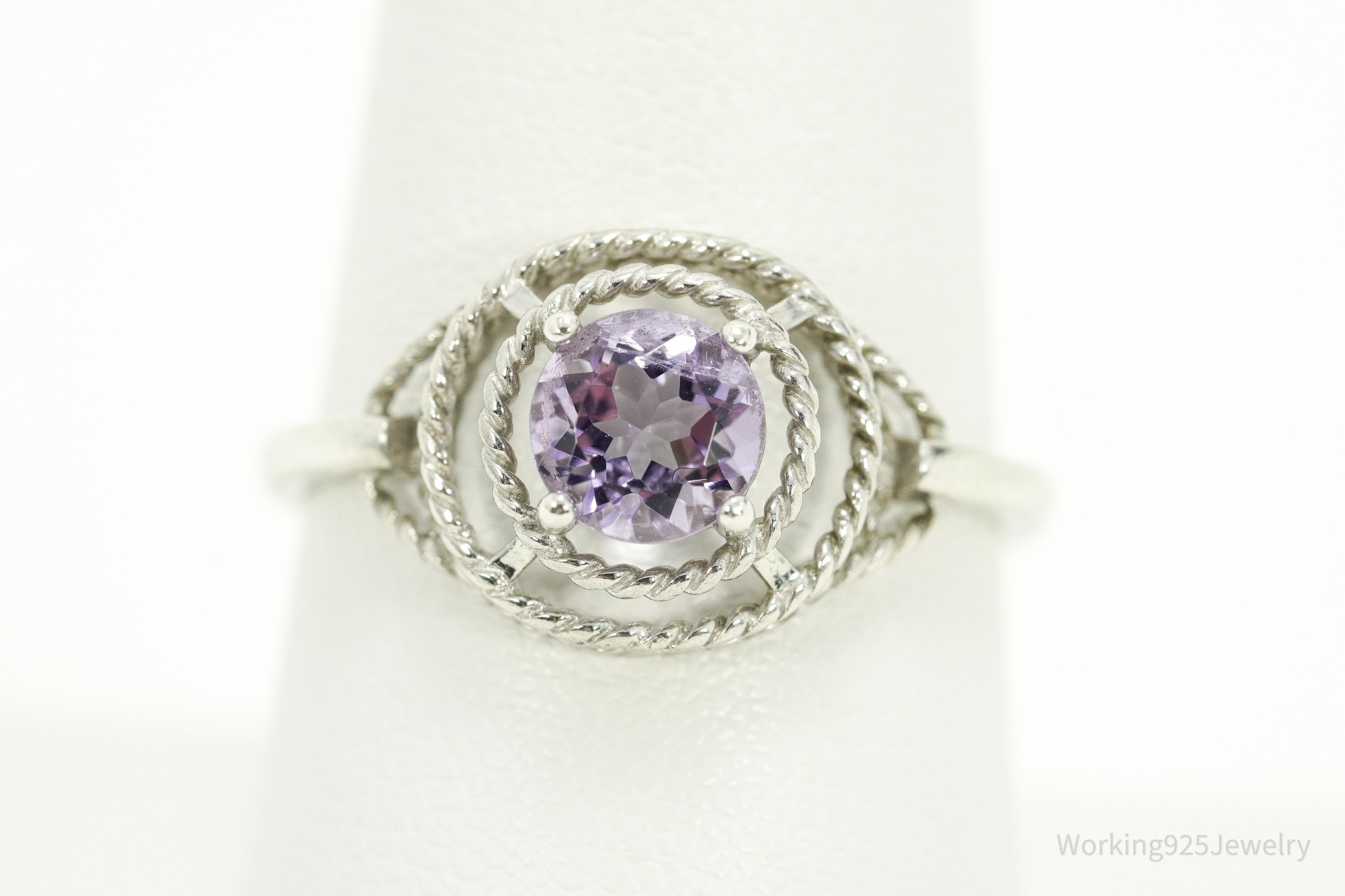 Vintage Amethyst Sterling Silver Ring - Size 8.25