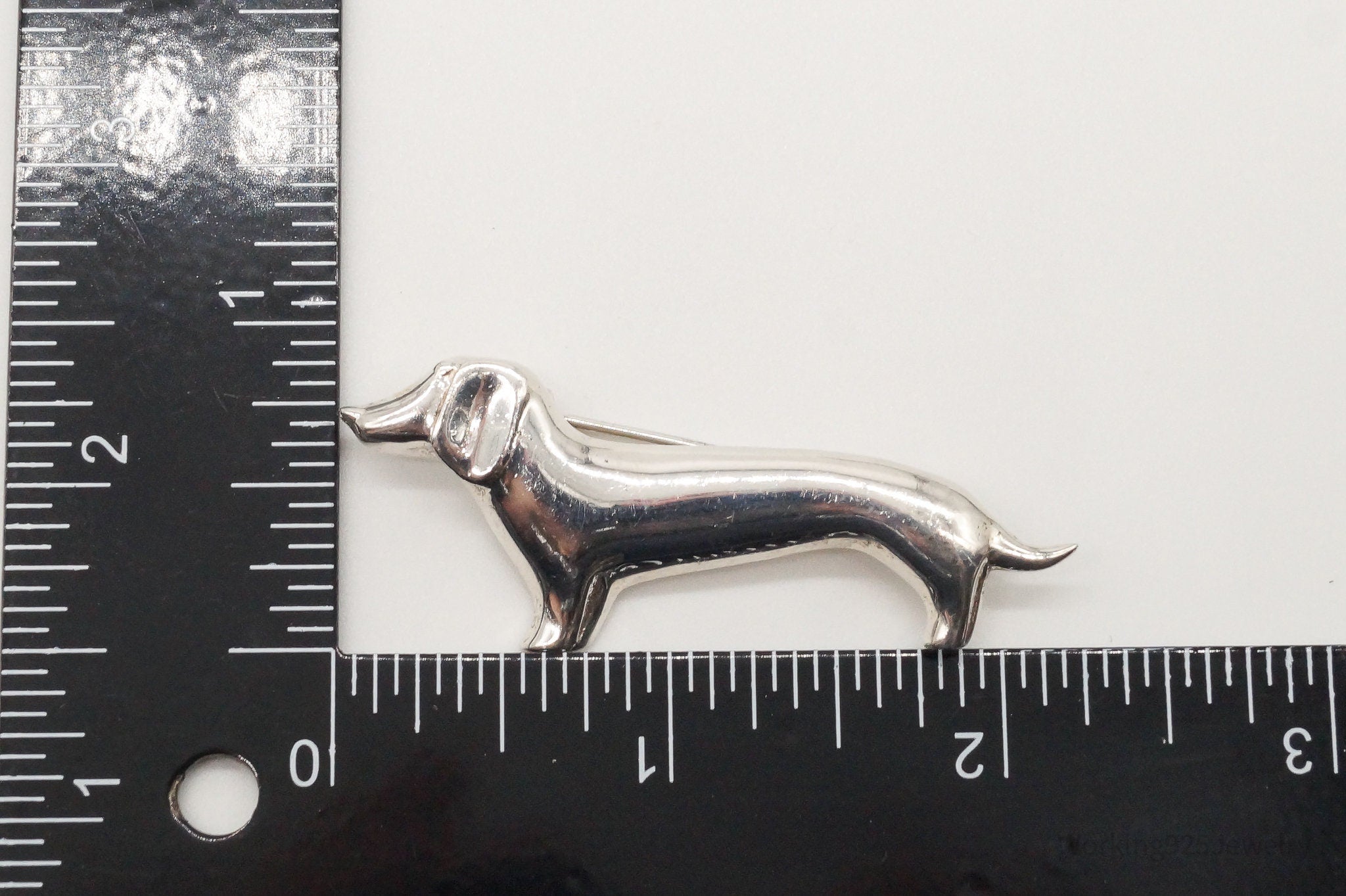 Vintage Mexico D'Molina Dachshund Weiner Dog Sterling Silver Brooch Pin