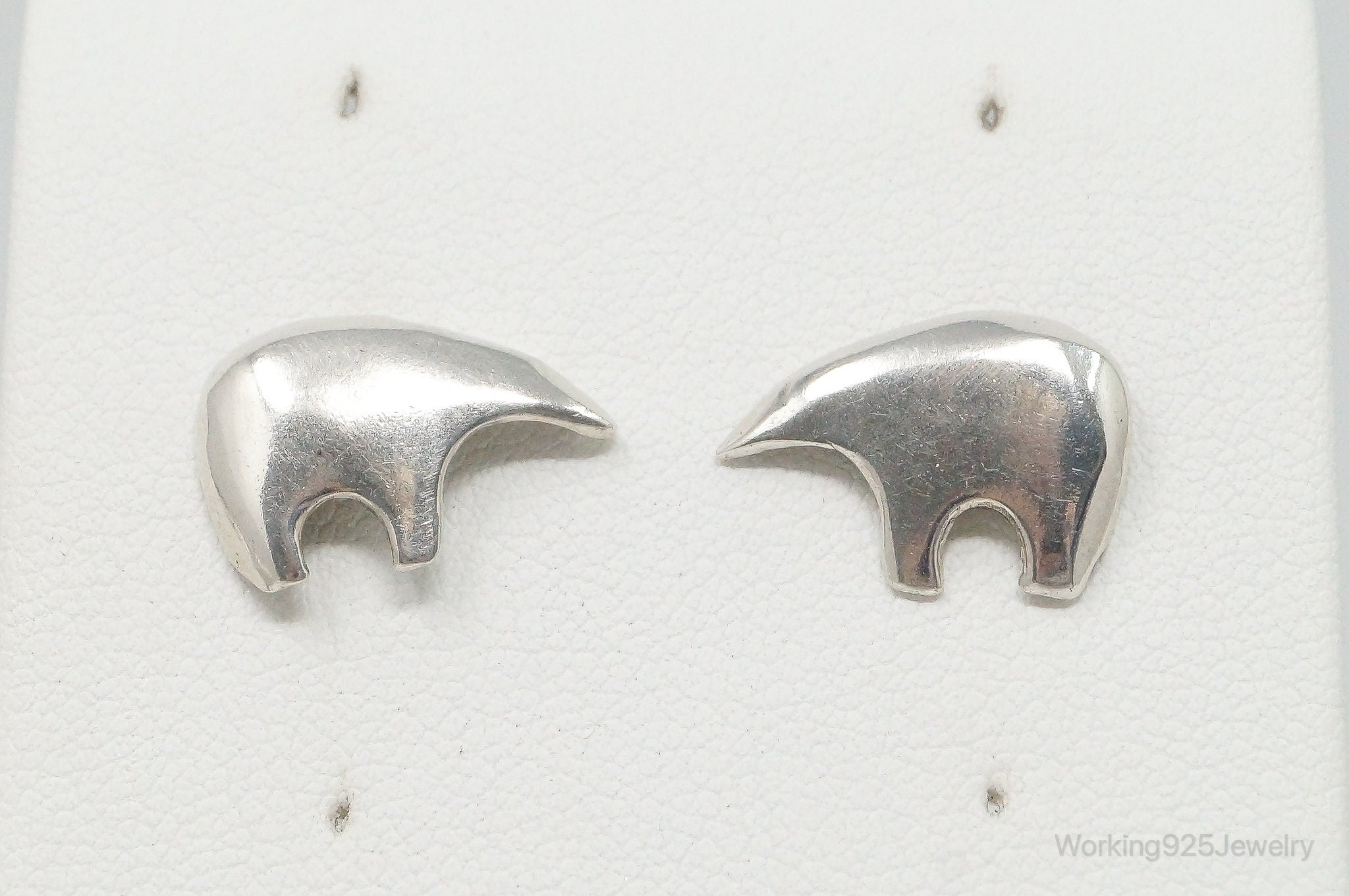 Vintage Native American Unsigned Bear Sterling Silver Earrings