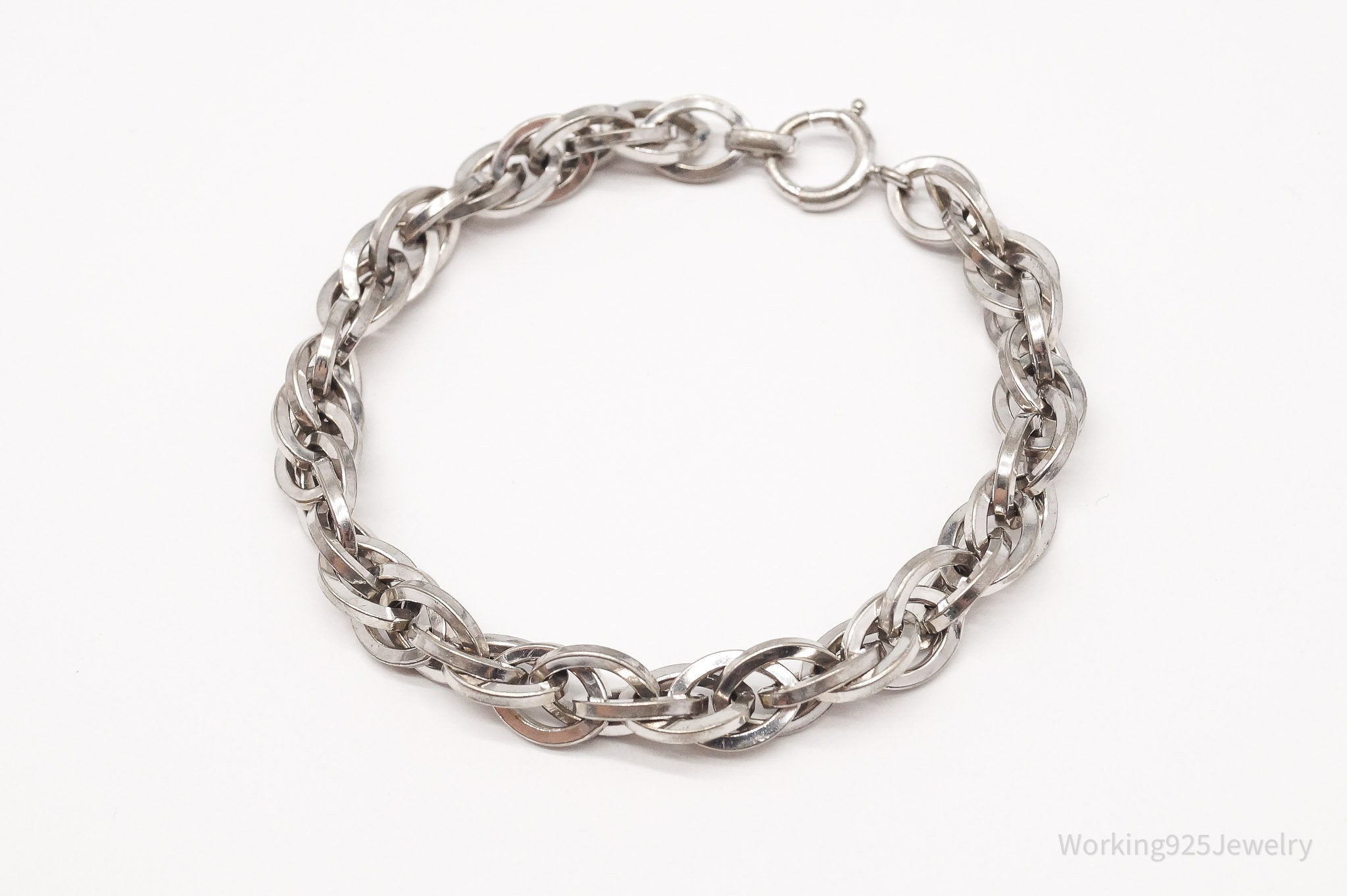 Antique Sterling Silver Chain Bracelet - 7 3/8"