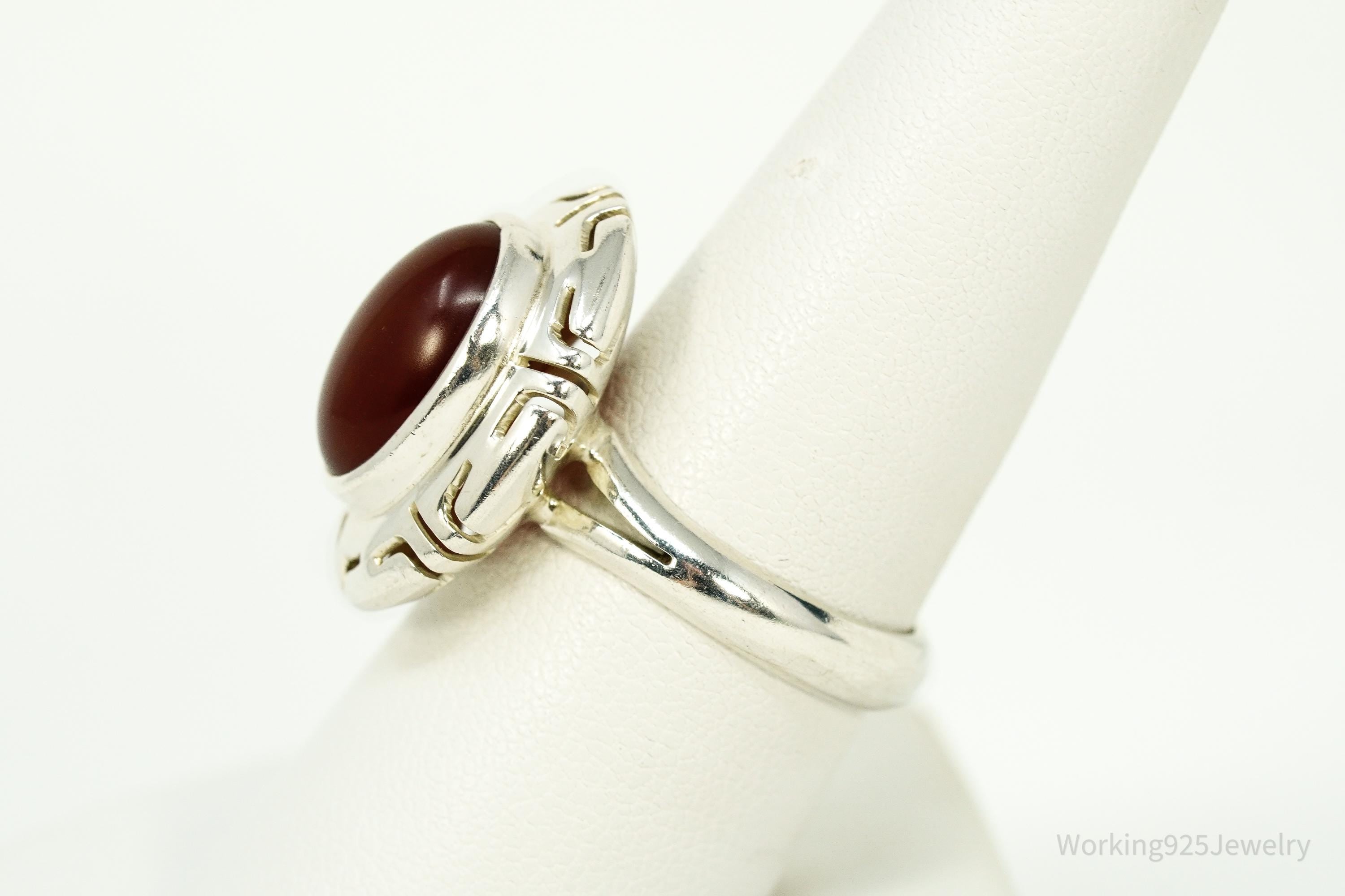 Vintage Mexico CII Carnelian Sterling Silver Ring Size 8