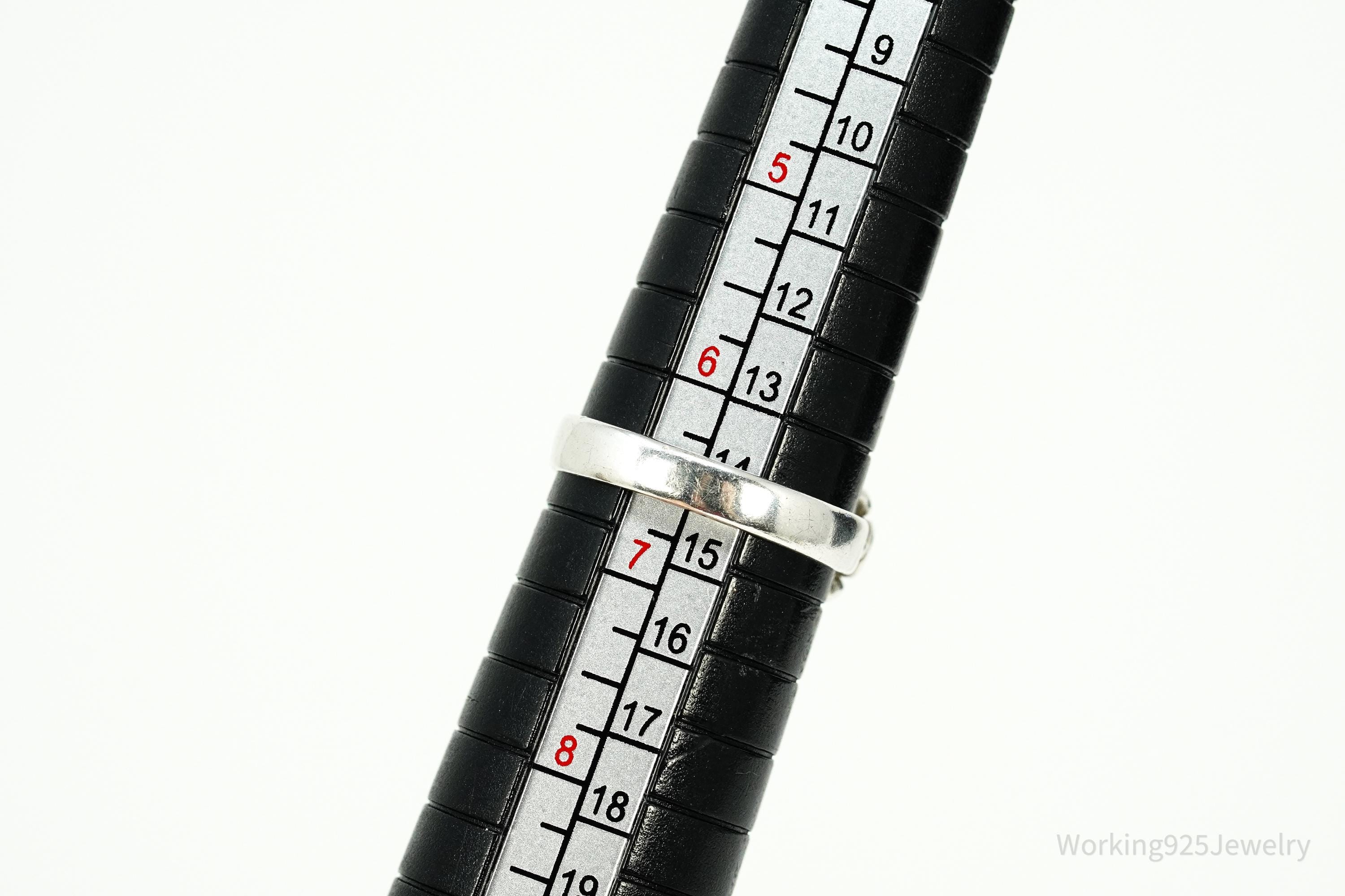 Vintage Handmade Native American Turquoise Sterling Silver Ring - Size 6.5