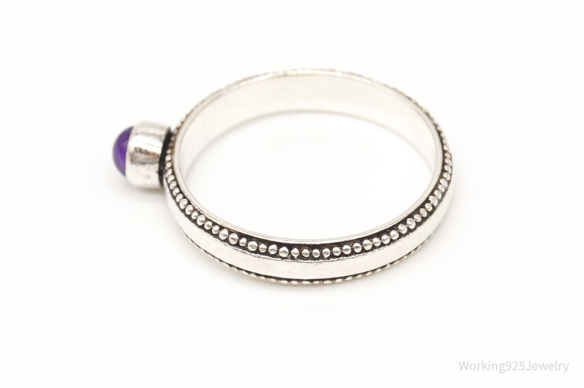 Vintage Amethyst Sterling Silver Ring - Size 8.75