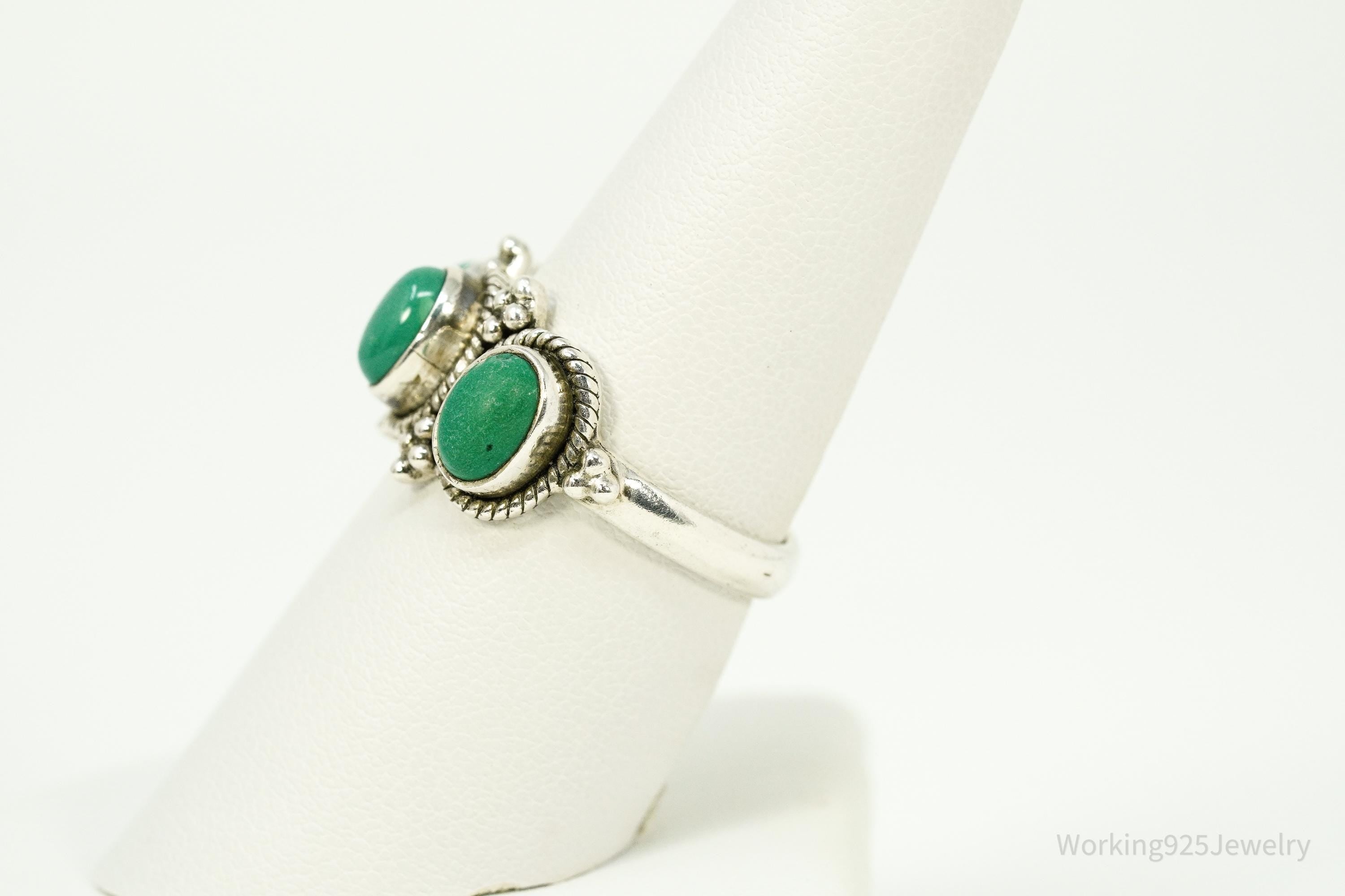 Vintage Doug Paulus Turquoise Western Style Sterling Silver Ring - Size 8
