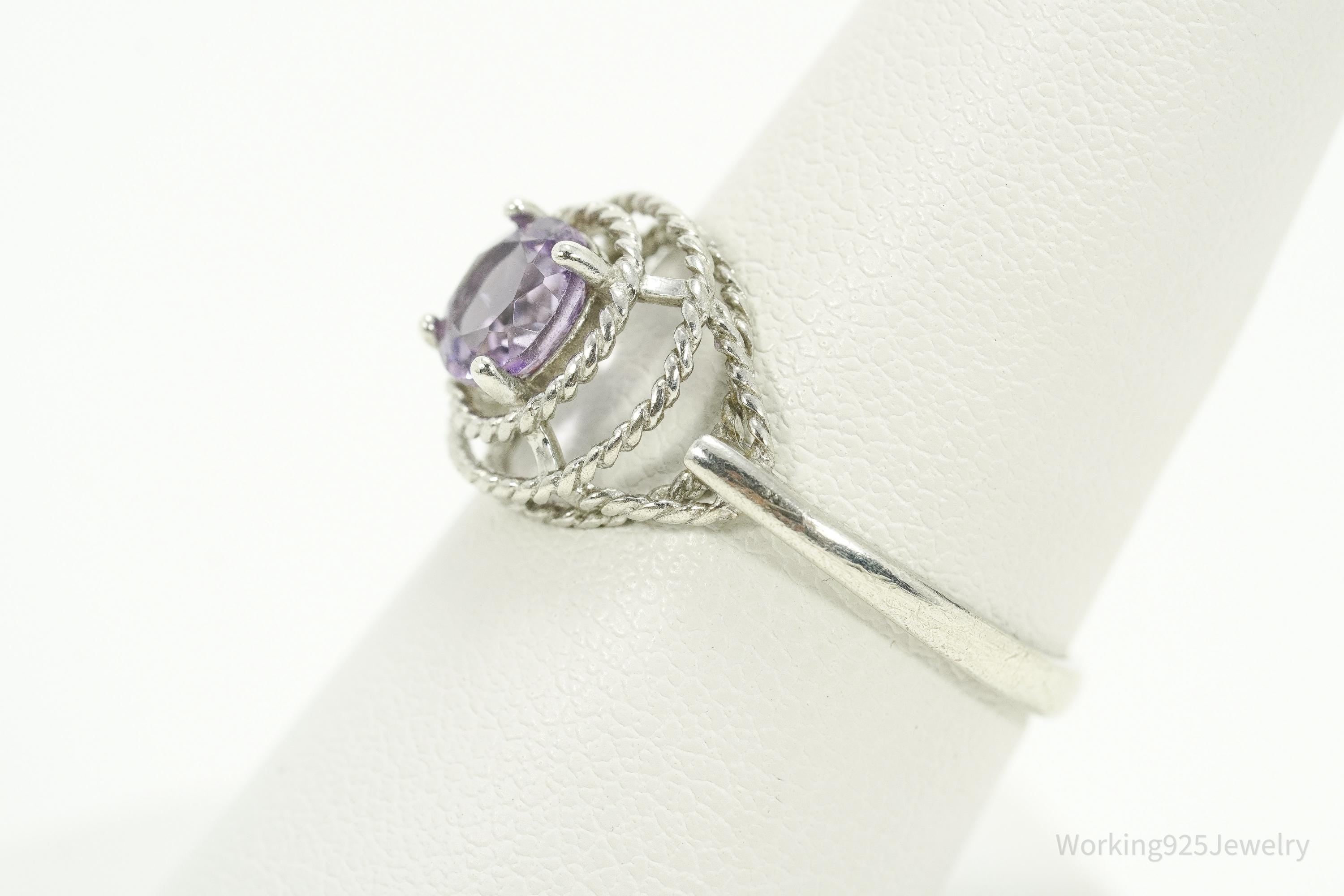 Vintage Amethyst Sterling Silver Ring - Size 8.25