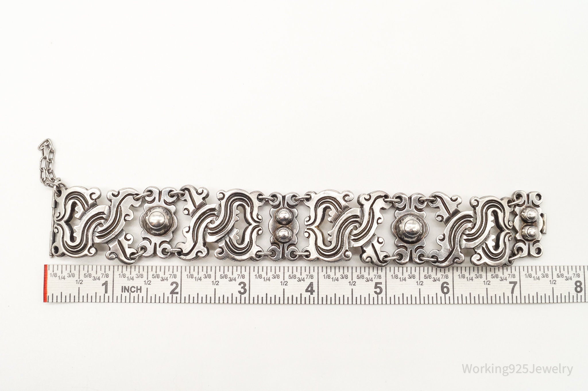 Vintage Made In Taxco Modernist 980 Silver Panel Bracelet