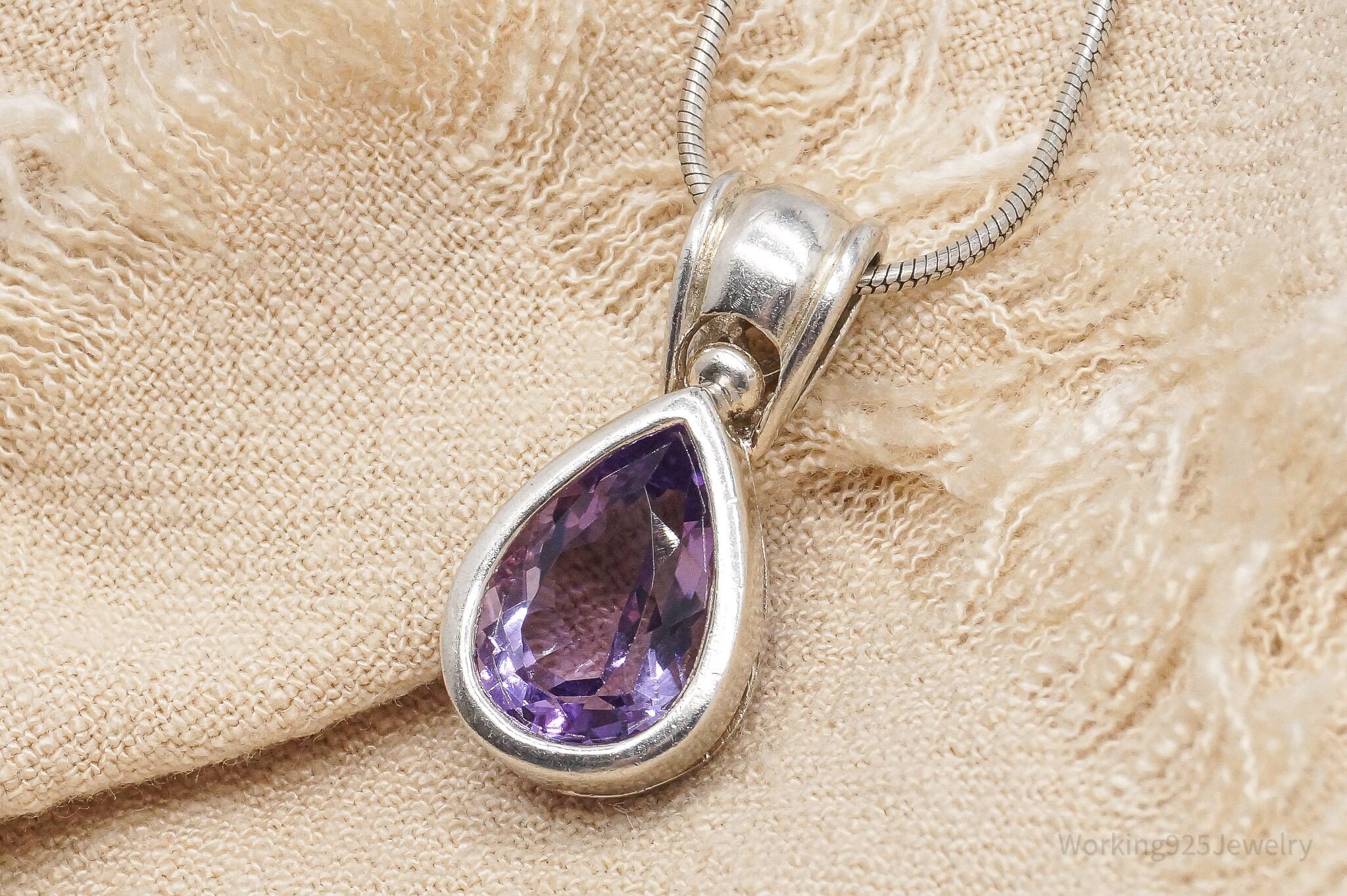 Vintage Purple Amethyst Sterling Silver Necklace - 20"