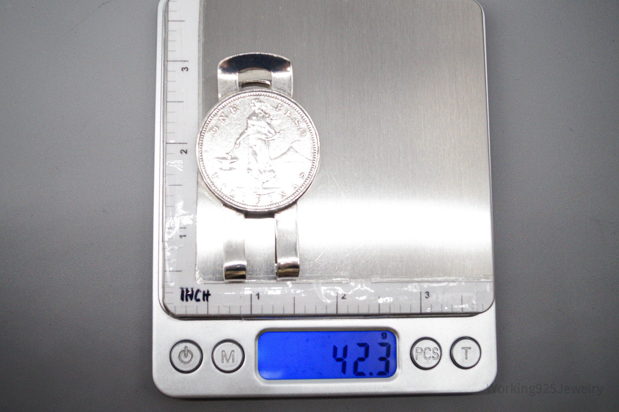 Philippines Silver Peso Coin Sterling Silver Money Clip