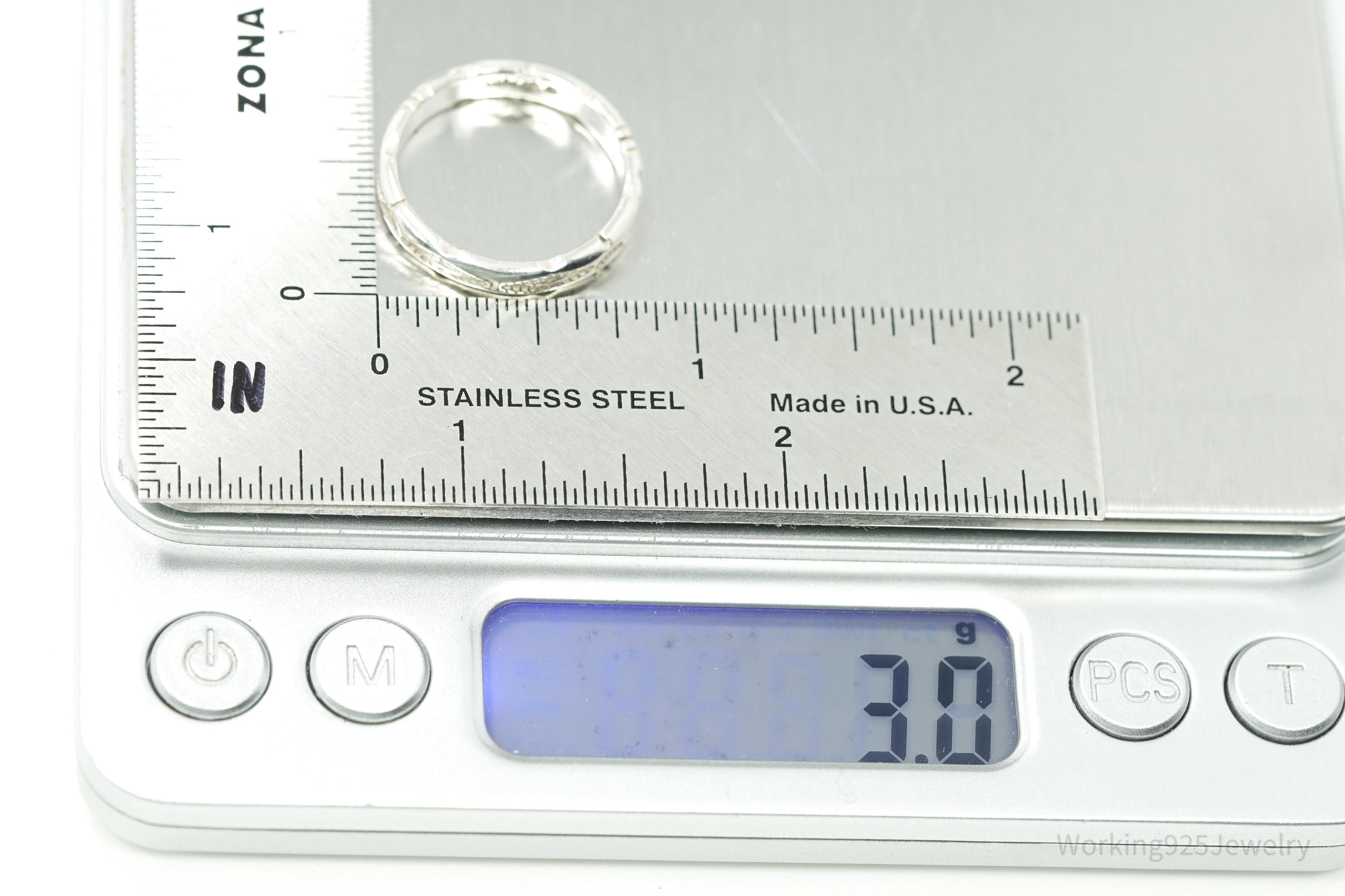 Vintage Native Designer Carolyn Pollack Sterling Silver Band Ring Size 7.75