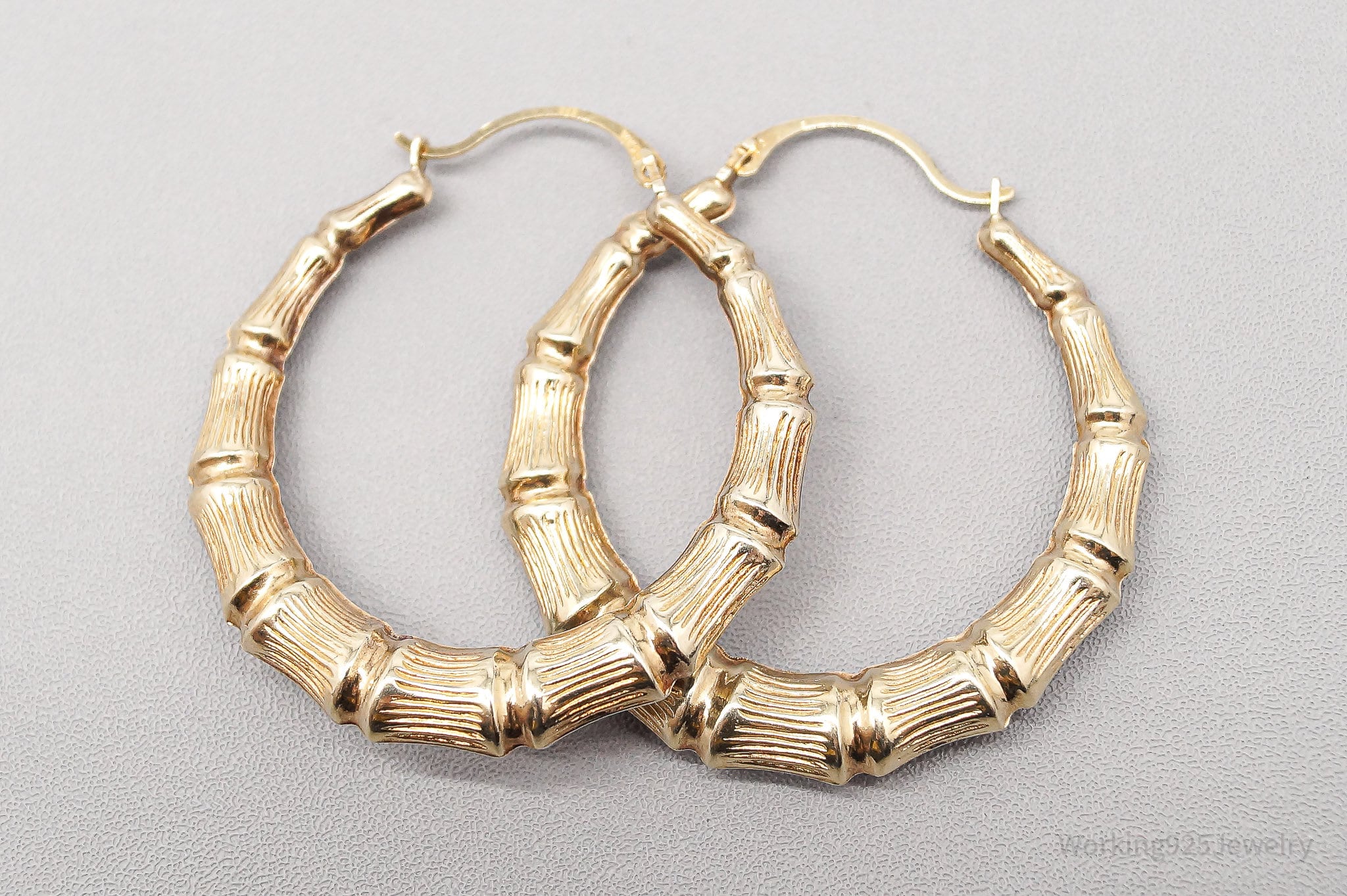 Vintage SLC 14K Yellow Gold Over Sterling Silver Hoop Earrings