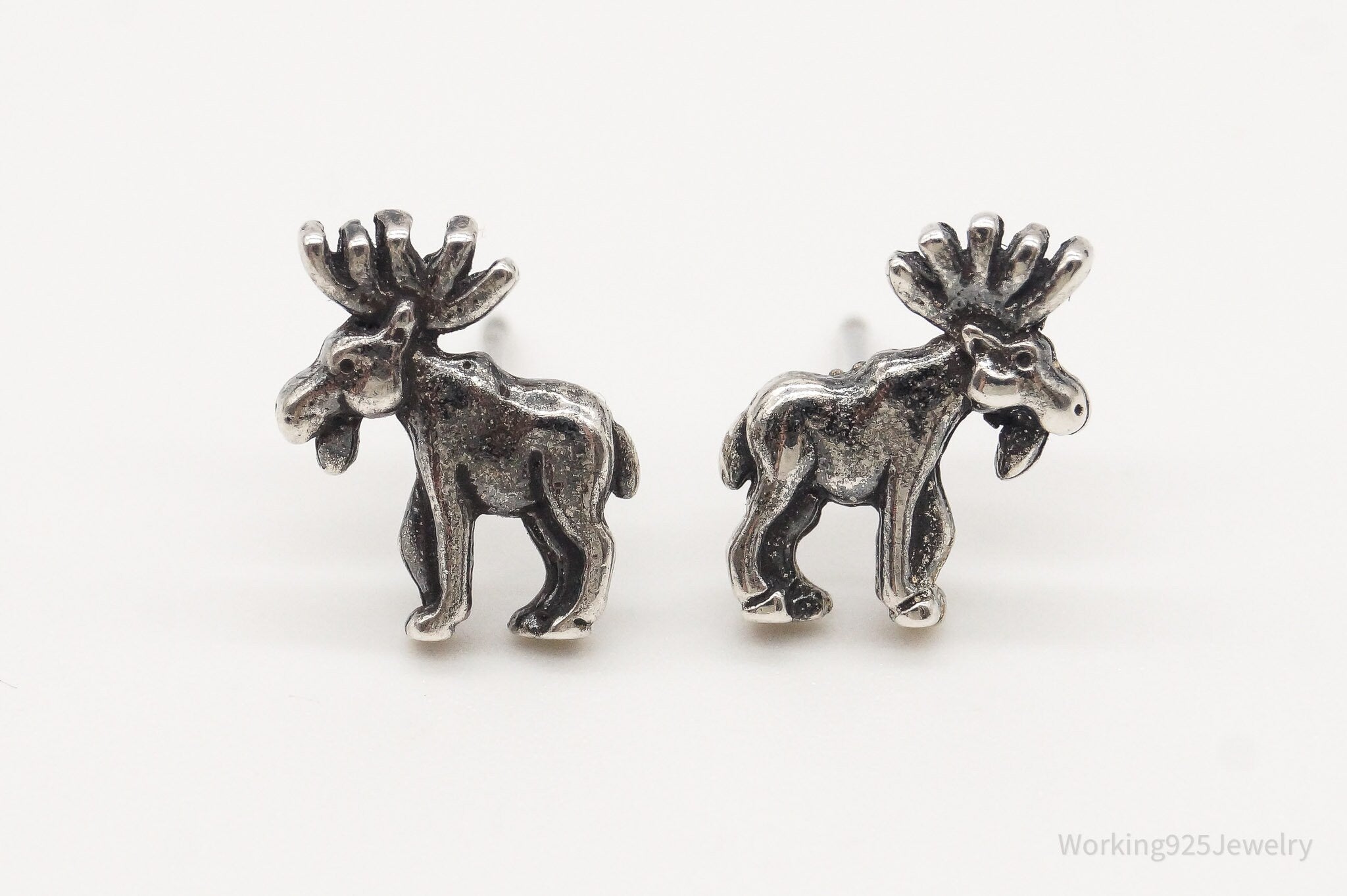 Vintage Moose Silver Stud Earrings