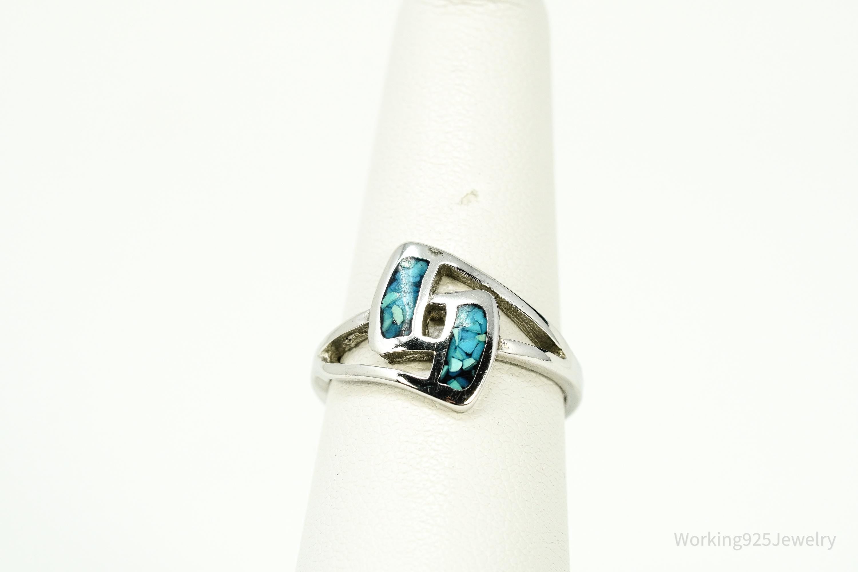 Vintage Native American Turquoise Sterling Silver Ring - Size 7