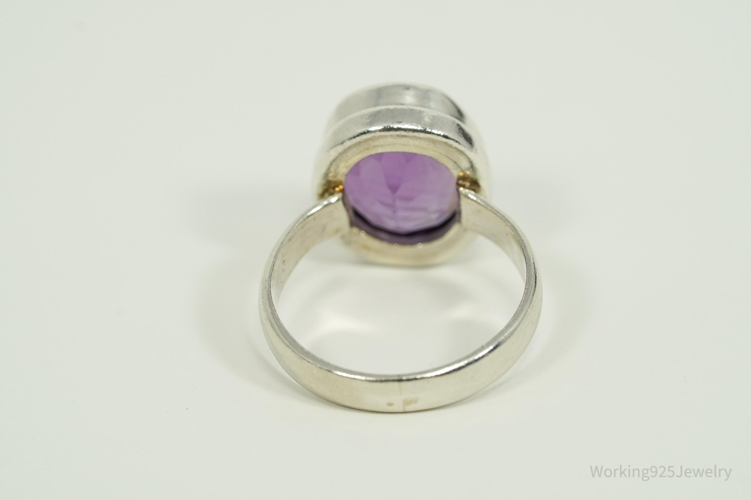 Vintage Amethyst Silver Ring - Size 6