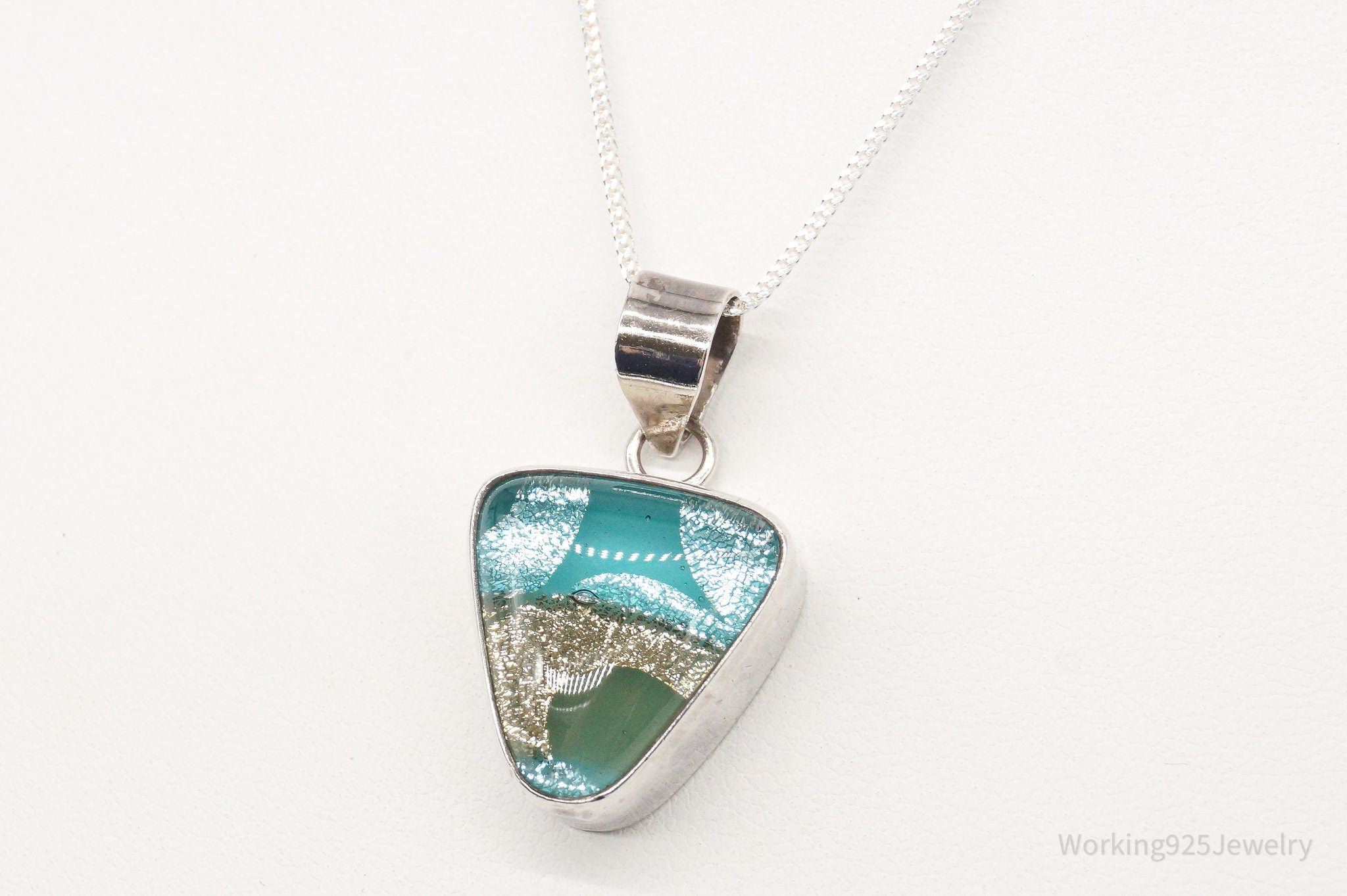 Vintage Dichroic Glass Sterling Silver Necklace