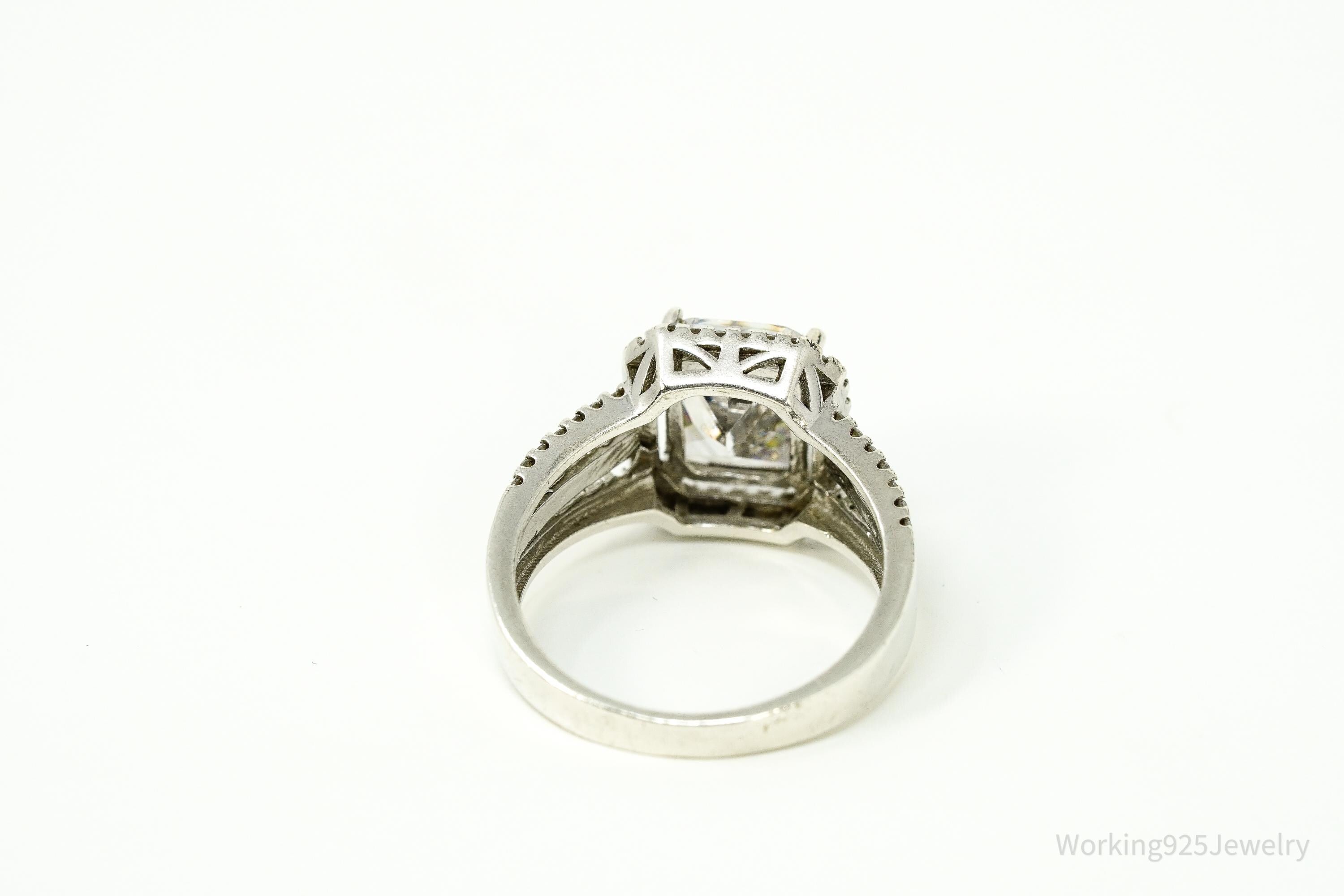 Vintage Cubic Zirconia Sterling Silver Ring Size 8.25